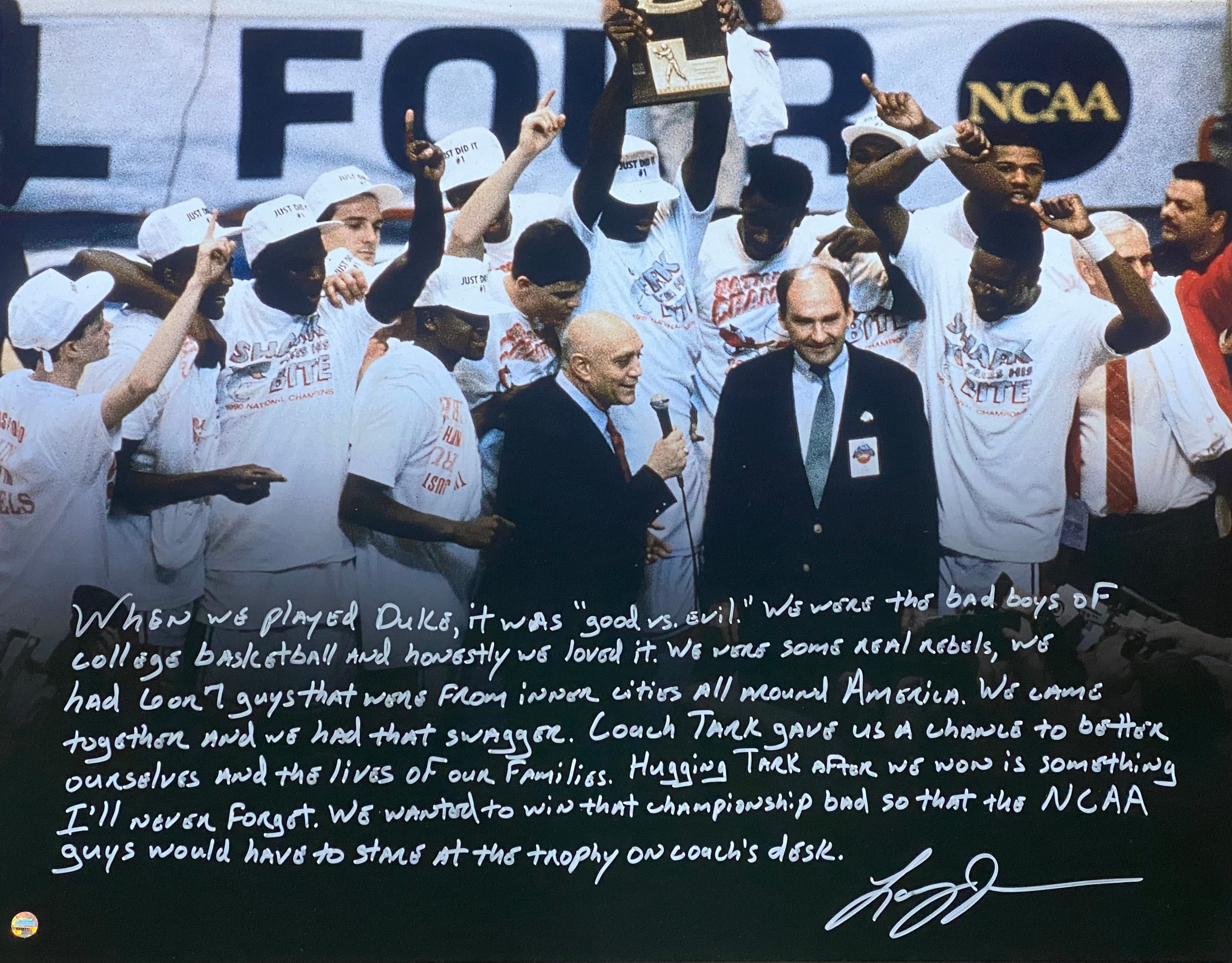 Larry Johnson Autographed 16x20 UNLV Runnin Rebels Photo with Story Inscription - Steiner COA - Perfect for Sports Memorabilia Collectors and UNLV Fans Display