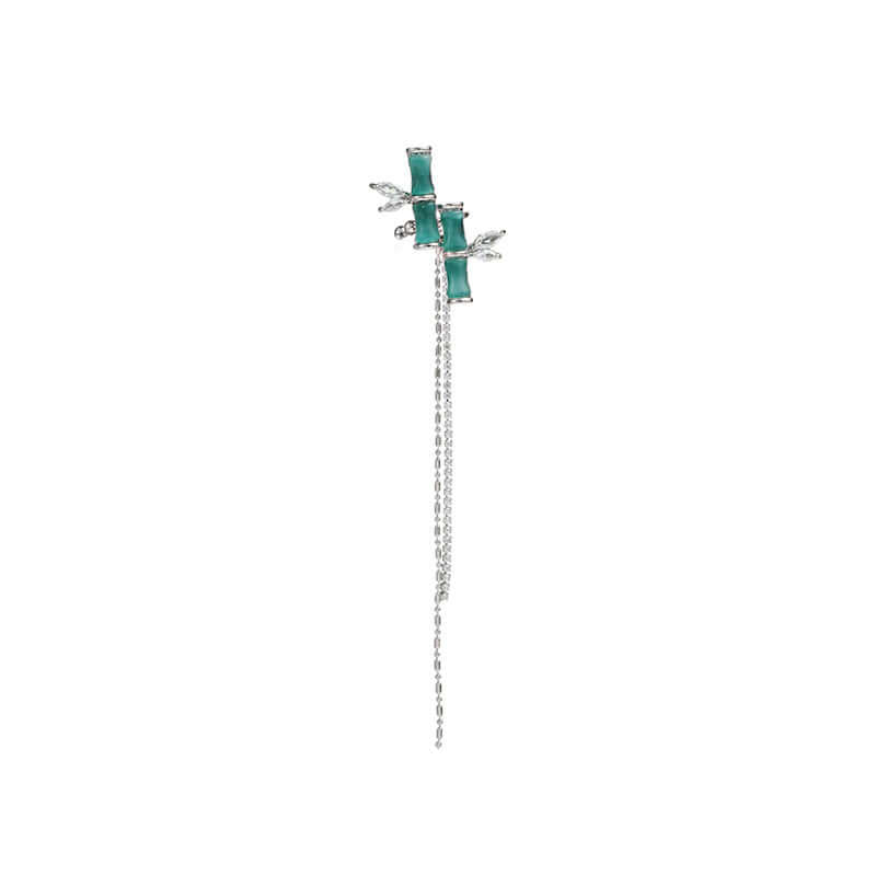 Lucky Bamboo Ear Cuff with Tassel - Asian Inspired Boho Jewelry for Women | Perfect for Festivals, Weddings & Everyday Wear (E3C07)