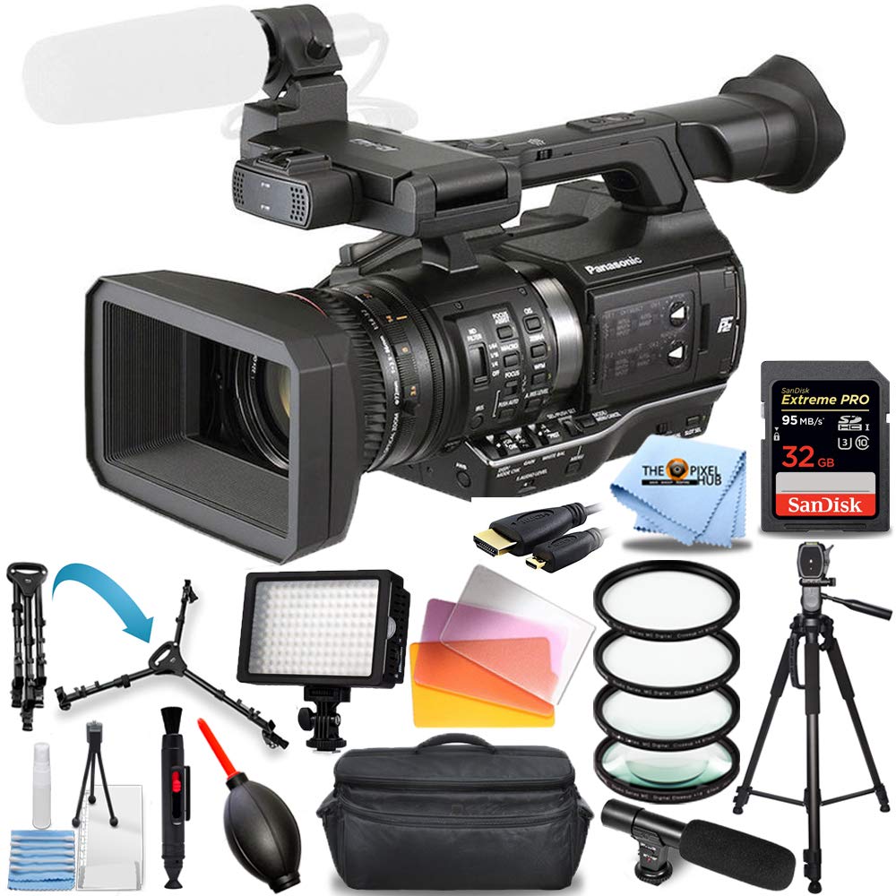 Panasonic AJ-PX270 Professional 4K AVC-Ultra HD Handheld Camcorder with Pro Bundle - Includes 32GB SD Card, LED Light, Tripod, Dolly, X-Large Gadget Bag & Microphone - Perfect for Film Production, Live Events & Broadcast Journalism