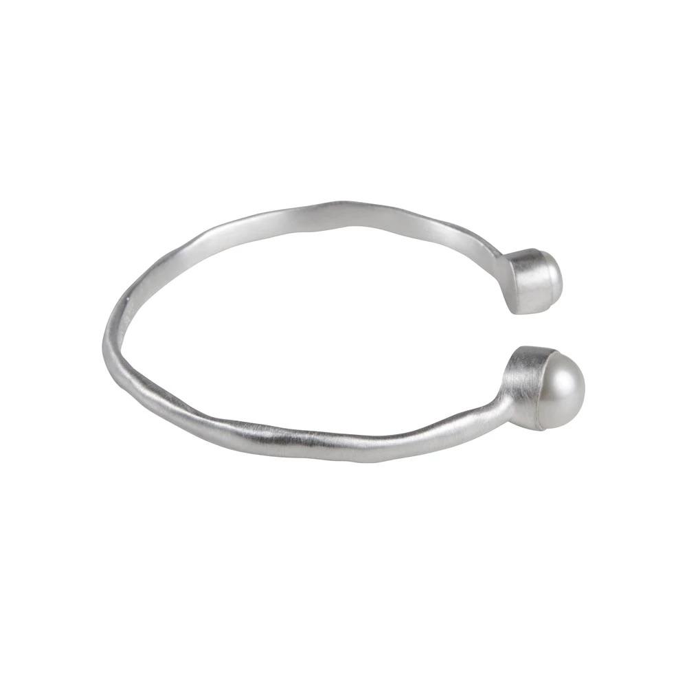 Fairley Double Pearl Cuff Silver Bracelet - Elegant Pearl Jewelry for Women, Perfect for Weddings, Parties & Special Occasions