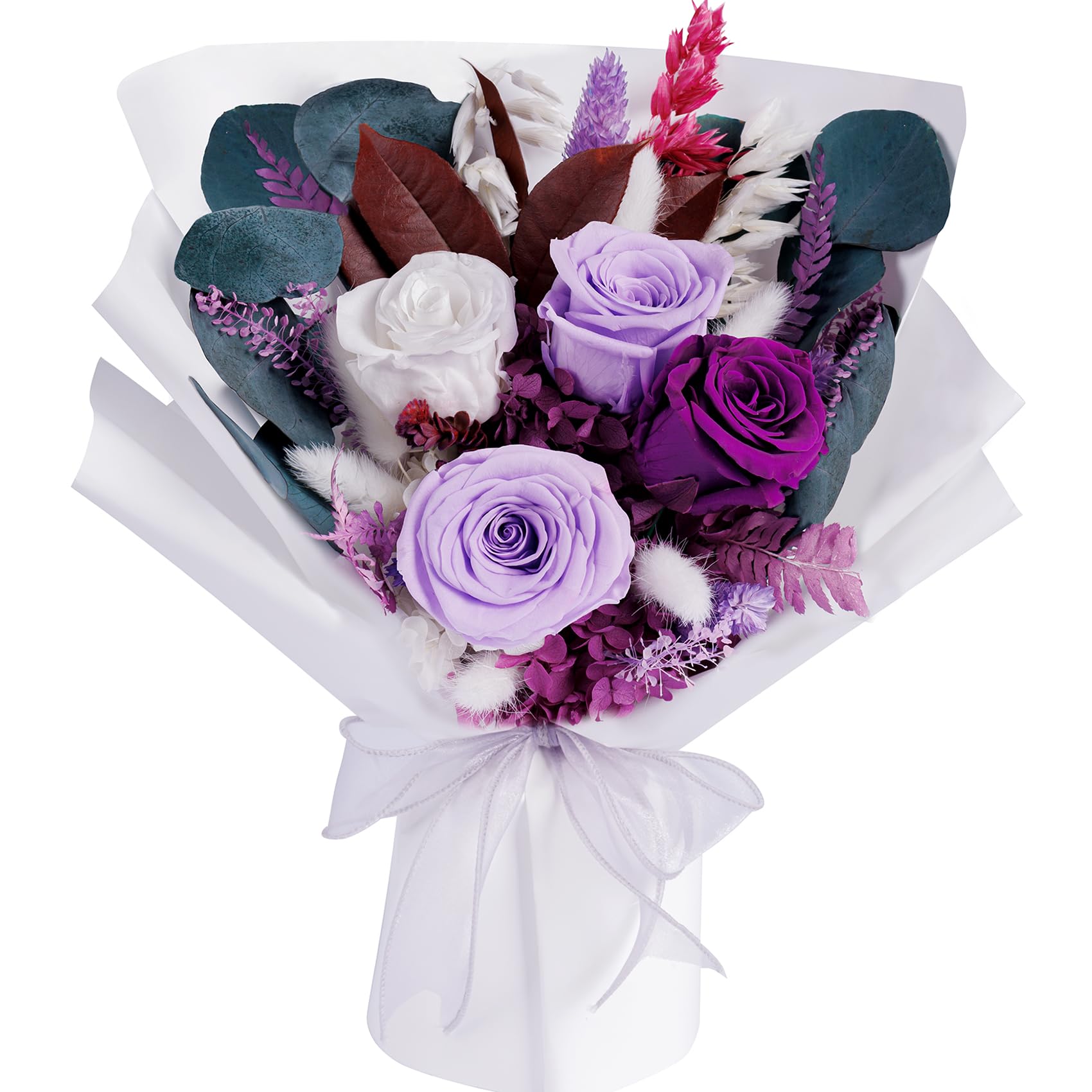 Preserved Purple Roses Bouquet - Luxury Birthday & Mother's Day Gift for Women, Wife & Mom - Long-Lasting Flower Delivery for Special Occasions | Perfect for Anniversaries, Valentine's Day & Home Decor