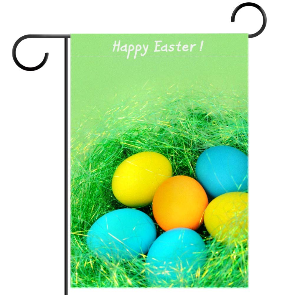 Lyetny Easter Painted Eggs Polyester Fabric Decorative Flag - 28x40 Inch Spring Garden Yard Banner for Easter Decorations, Home & Outdoor Party Decor (Flagpole Not Included)