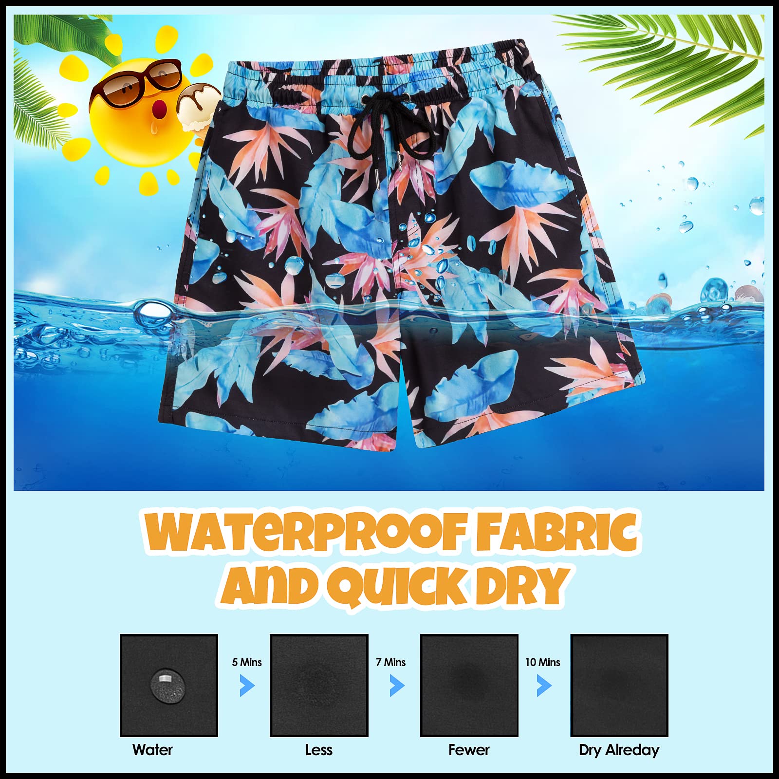**Boys Swim Trunks with Boxer Brief Liner - Quick Dry Bathing Suits for Swimming, Beach & Pool - Comfortable Compression Swim Shorts for Active Kids**