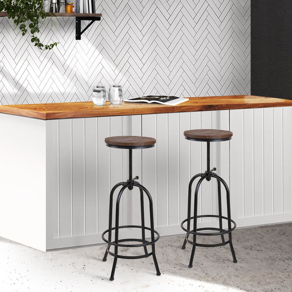 Adjustable Wood Bar Stools - Artiss Counter Height Swivel Chairs for Kitchen Island, Dining & Home Bar - Comfortable & Stylish Seating