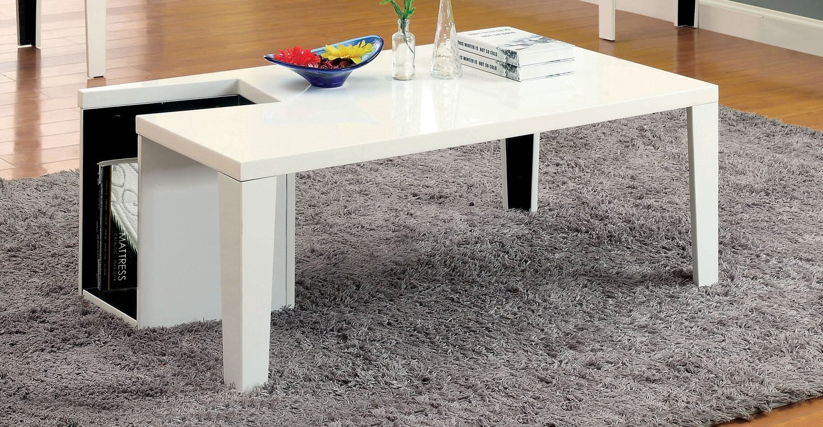 Furniture of America Leblanc White Coffee Table - Modern Living Room Centerpiece for Home Decor & Entertaining