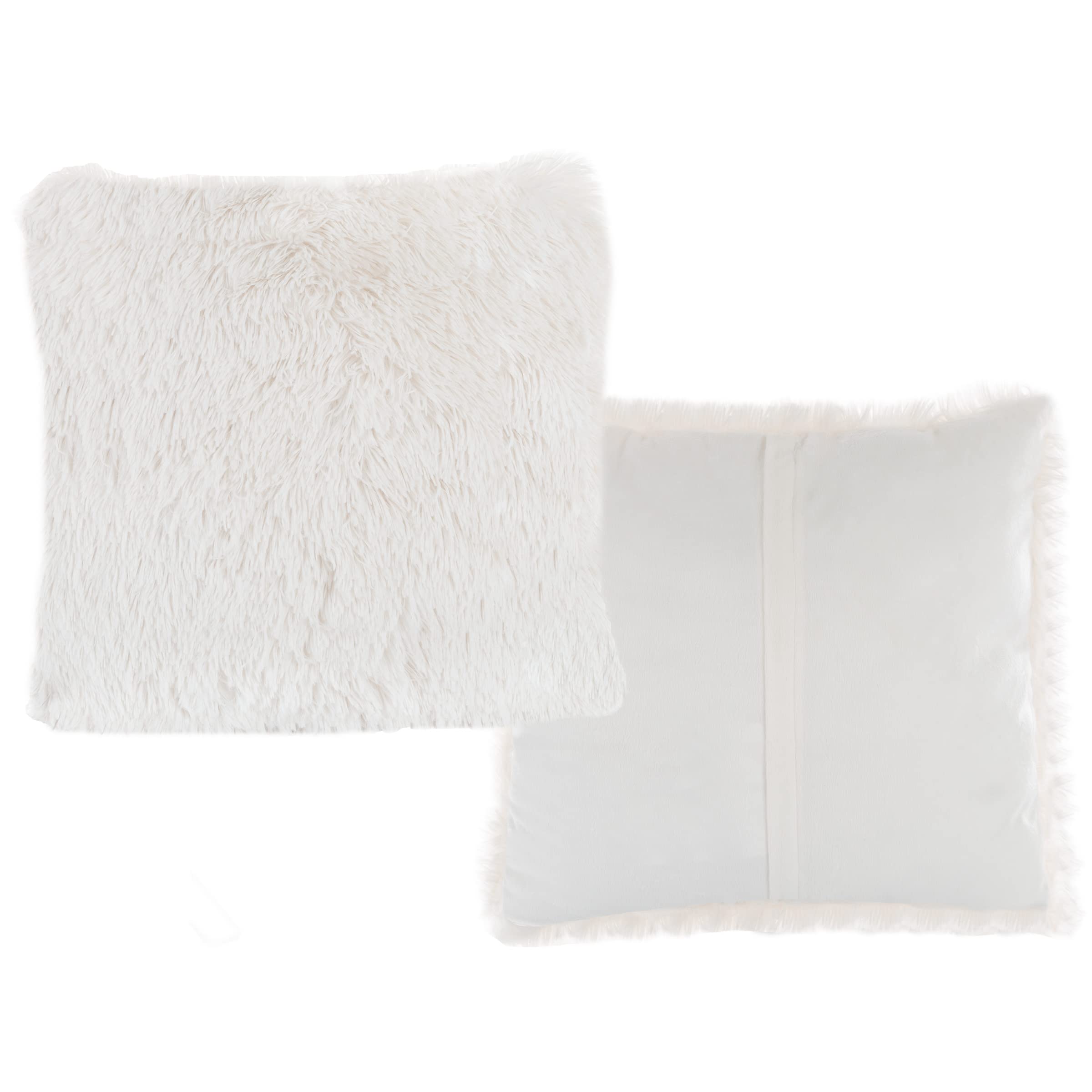 Luxury 18-Inch White Faux Fur Pillow Covers & Inserts Set - 4 Pack Square Shaggy Decorative Throw Pillows for Sofa, Bed, Couch - Soft Plush Home Decor for Living Room, Bedroom, Office (18x18 Inches) | Cozy Winter Home Styling & Comfortable Lounge Accents