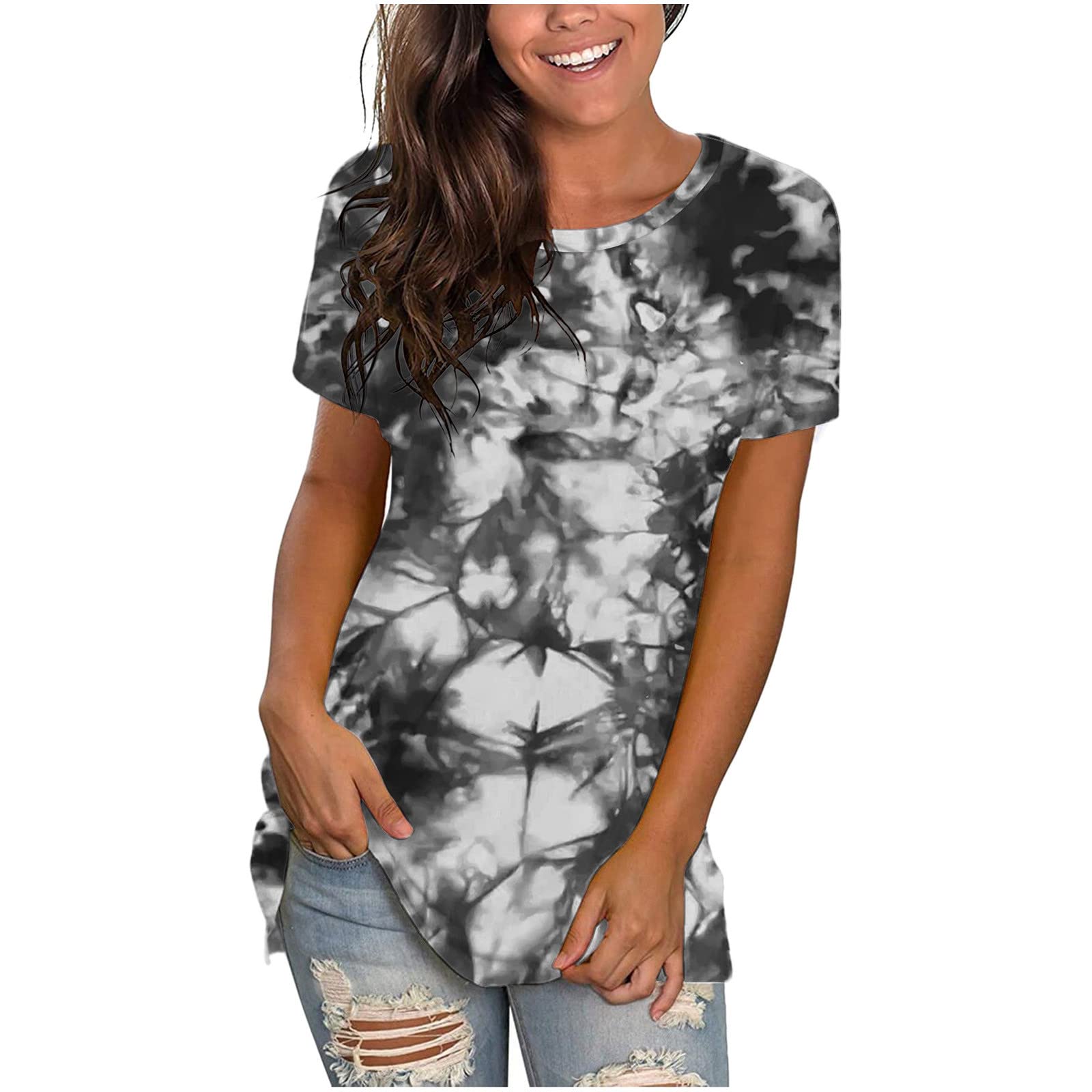 2024 Women's Summer Short Sleeve T-Shirt - Striped Color Block Casual Crew Neck Tunic Top | Perfect for Beach, Vacation & Everyday Wear