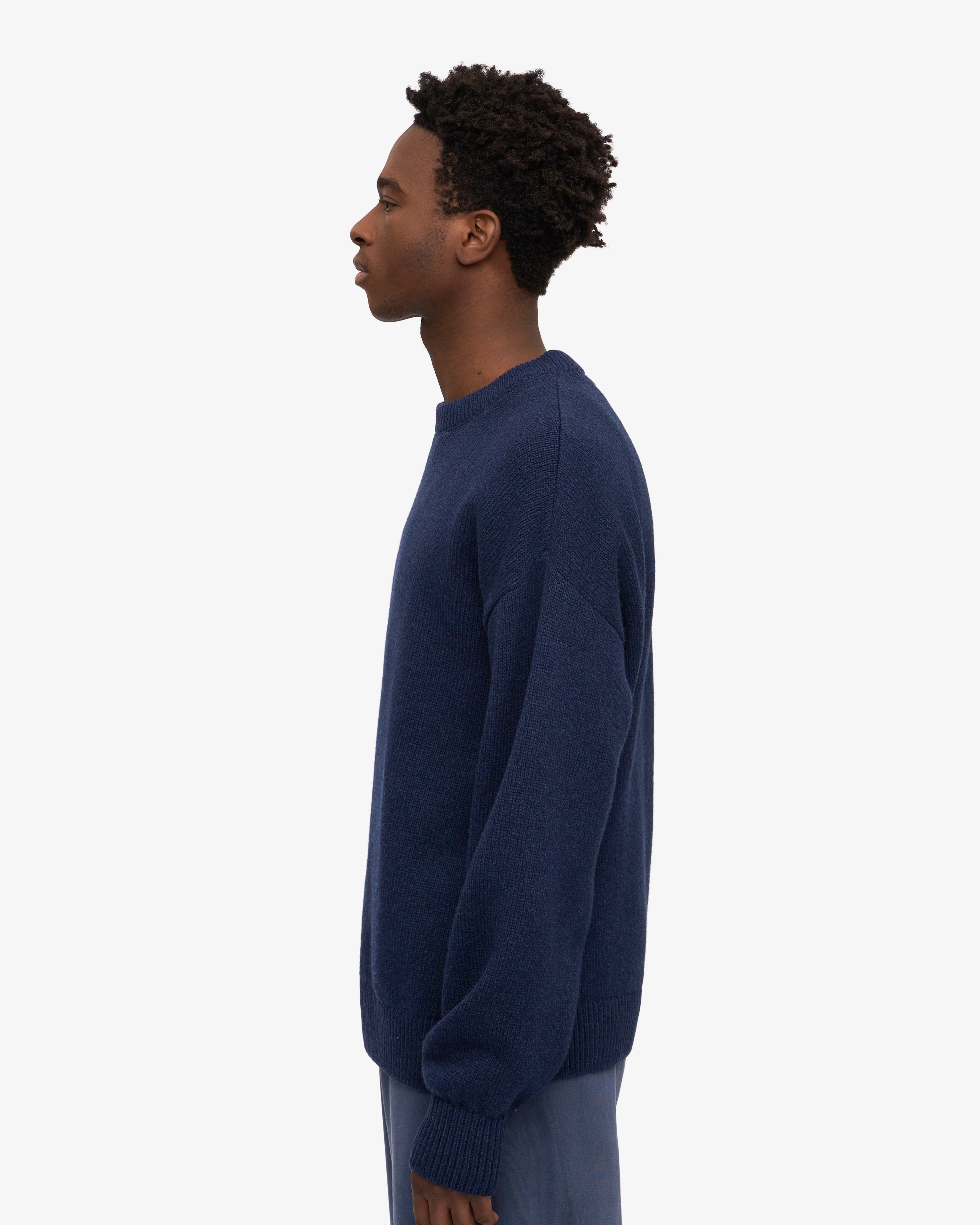 Premium Oversized Merino Wool Crew Neck Sweater - Soft Warm Winter Pullover for Women & Men - Marine Blue - Perfect for Casual Outfits, Office Wear & Cozy Home Relaxation