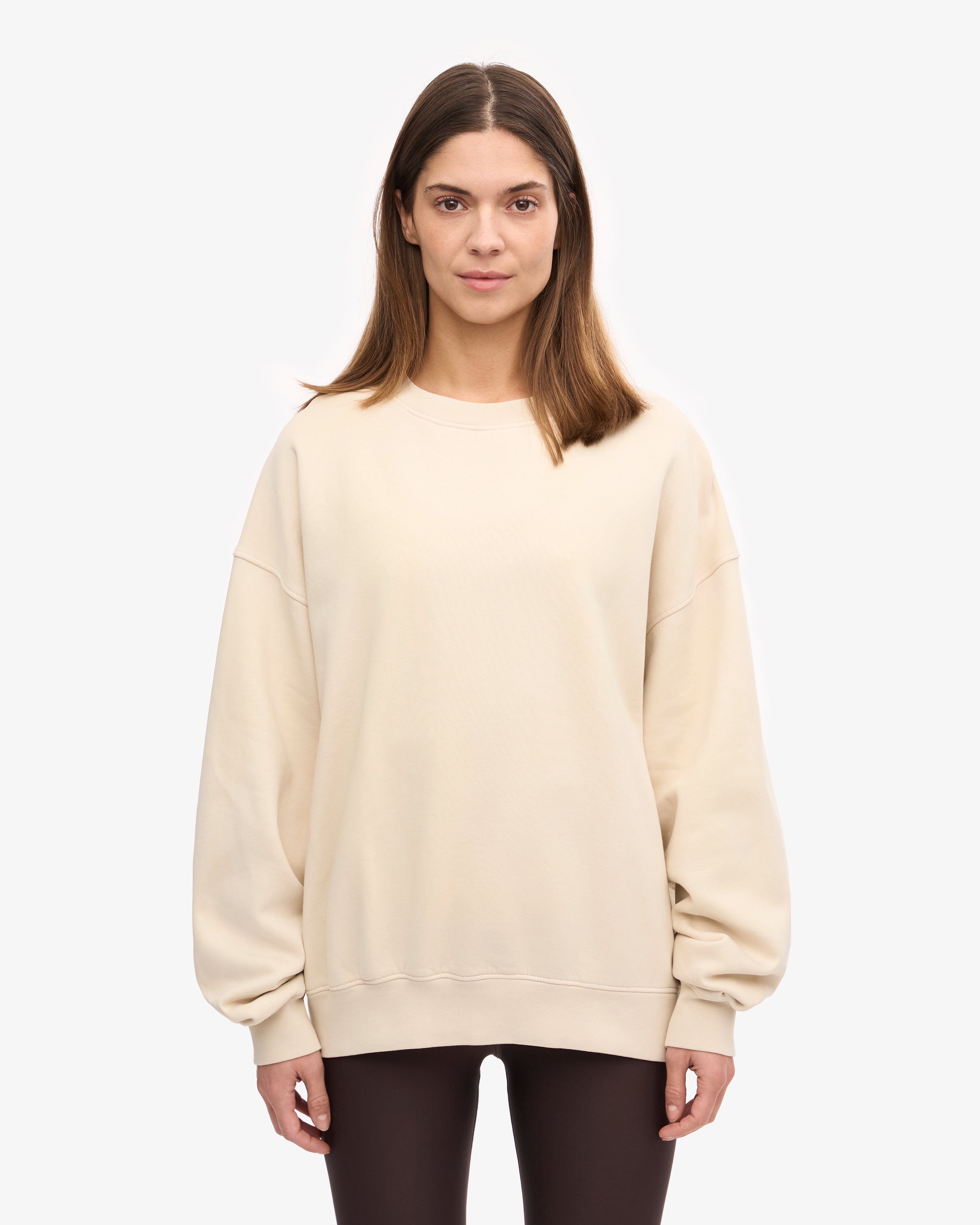 Organic Oversized Crewneck Sweatshirt for Women - Ivory White | Soft & Comfortable Loungewear for Casual Wear & Relaxing at Home