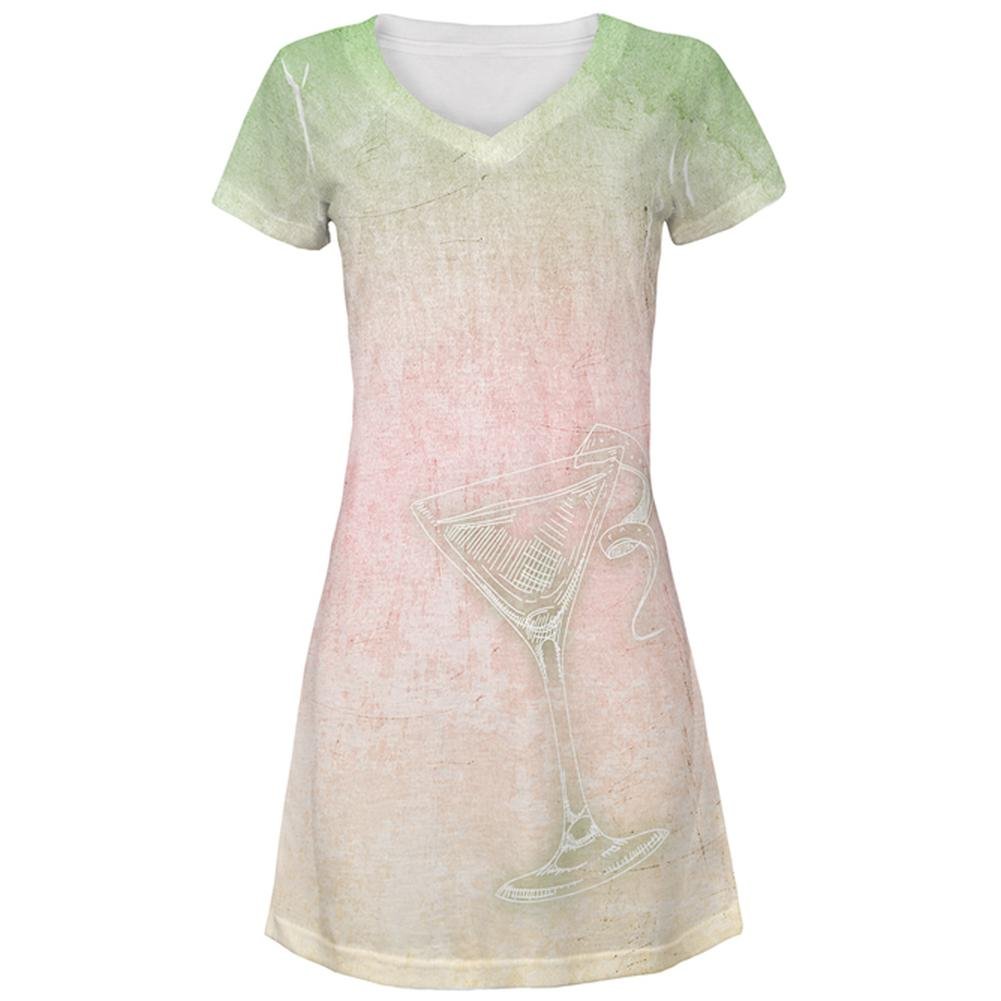Stylish Summer Cocktail Martini Print Juniors Beach Cover-Up Dress - Perfect for Pool Parties, Vacations & Resort Wear