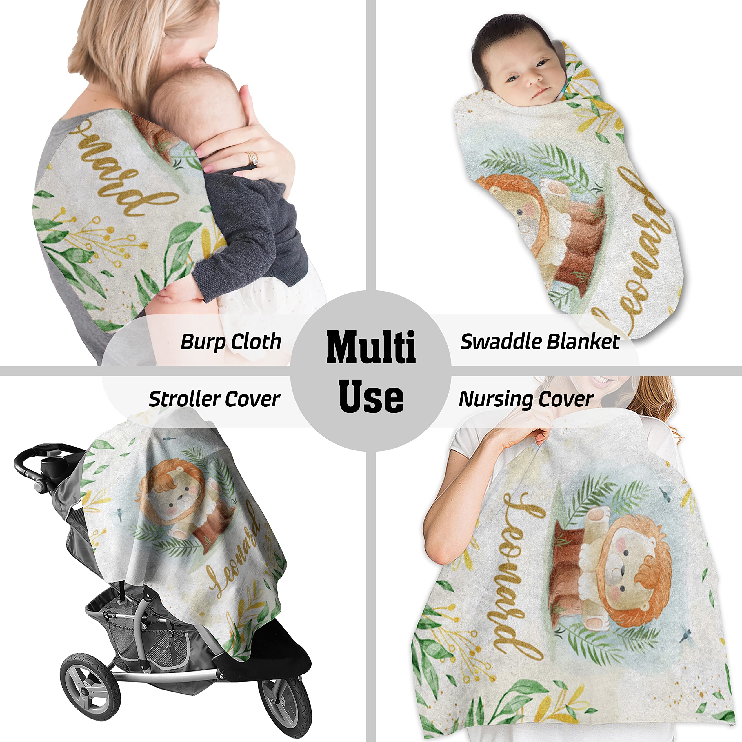 Custom Personalized Baby Boy Lion Fleece Blanket 30''x40'' - Embroidered Name for Newborns, Soft Swaddle & Crib Blanket - Perfect for Nursery, Gifts & Photo Shoots