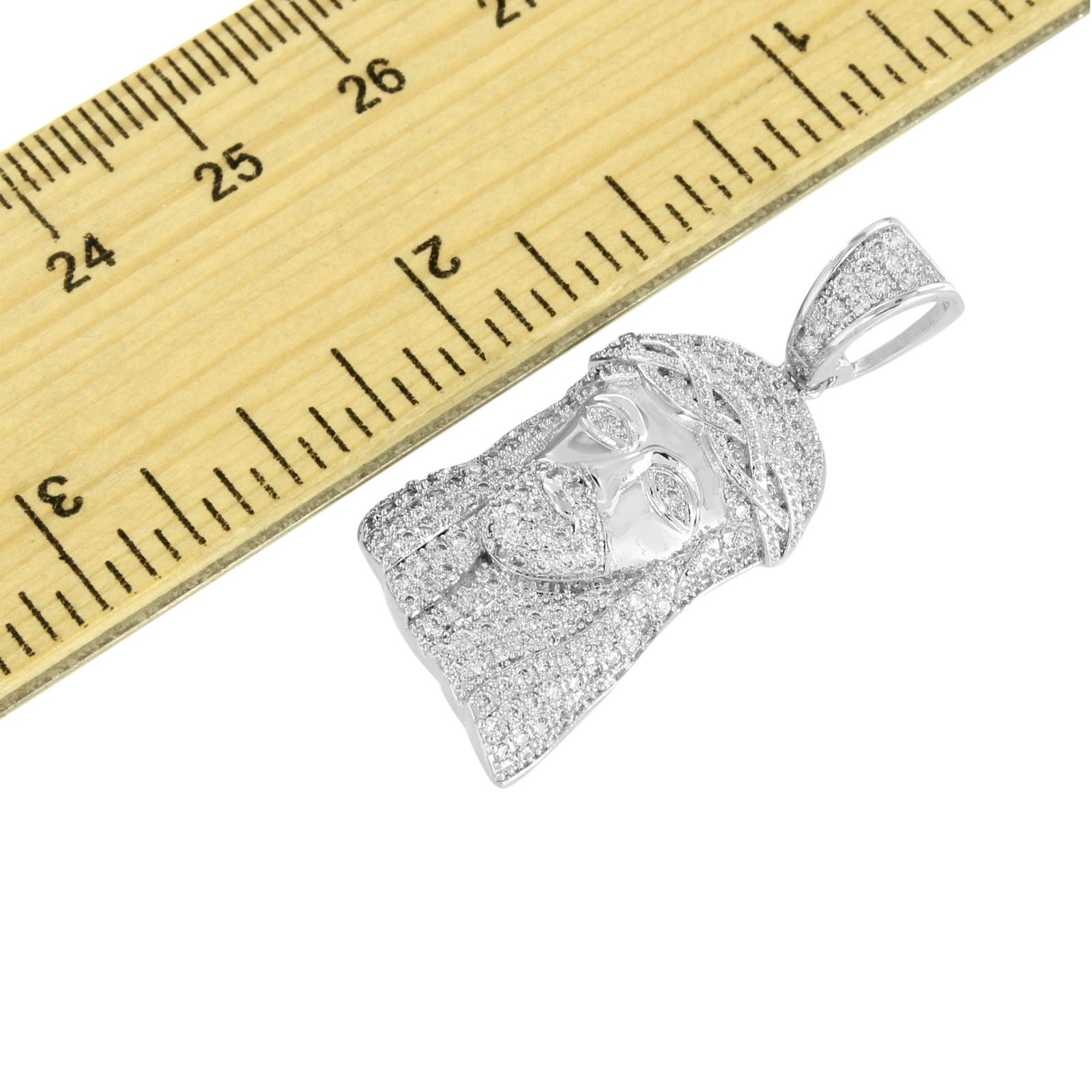Jesus Face Pendant with Lab-Grown Diamonds in White Rhodium Finish - Perfect for Religious Jewelry Gifts & Everyday Faith Inspired Wear