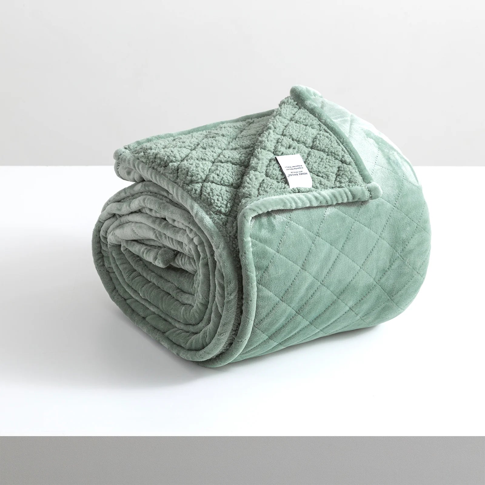 Renee Taylor Heston Sherpa Ultra Soft Velvet Blanket - Luxury Eucalyptus Throw for Bed, Sofa & Travel - Cozy Winter Warmth & Home Decor Gift