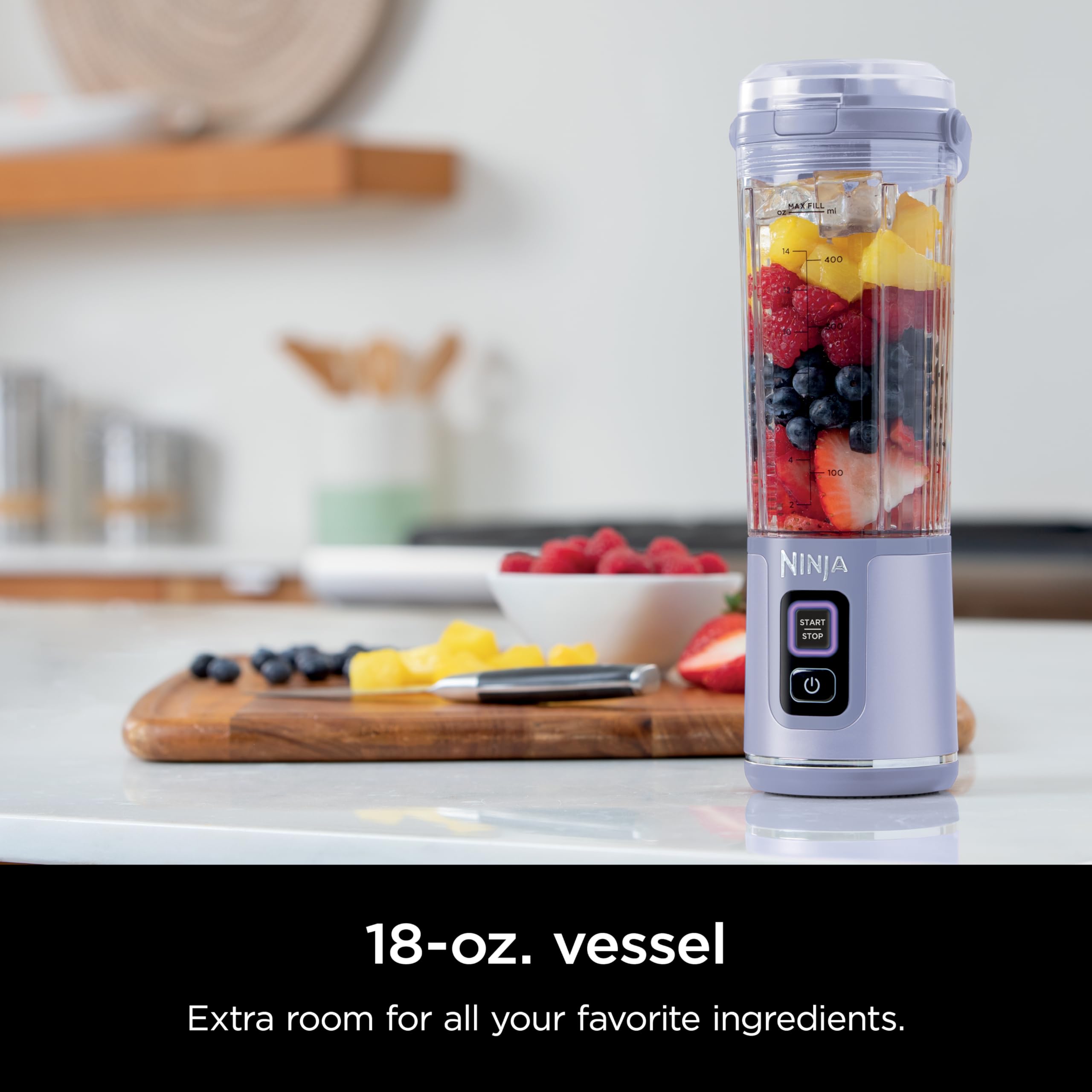 Ninja Blast Portable Blender - 18oz Cordless Personal Blender for Smoothies & Protein Shakes | BPA Free, Leakproof Lid with Sip Spout | USB-C Rechargeable & Dishwasher Safe | Perfect for Gym, Office & Travel | Lavender (BC151ML)