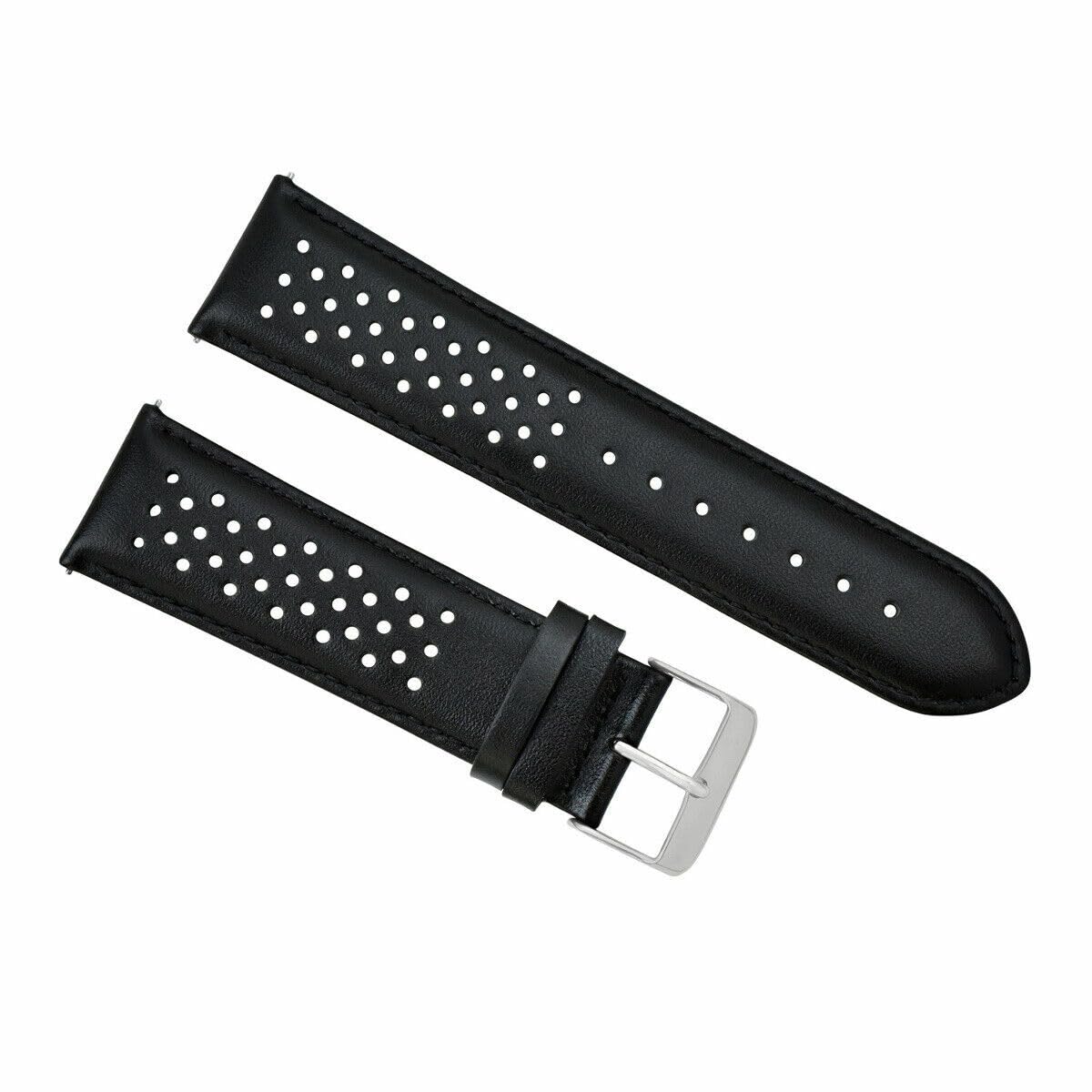 22mm Perforated Leather Watch Band Strap - Quick Release Black Replacement for Tag Heuer Carrera - Perfect for Sports, Business & Casual Wear