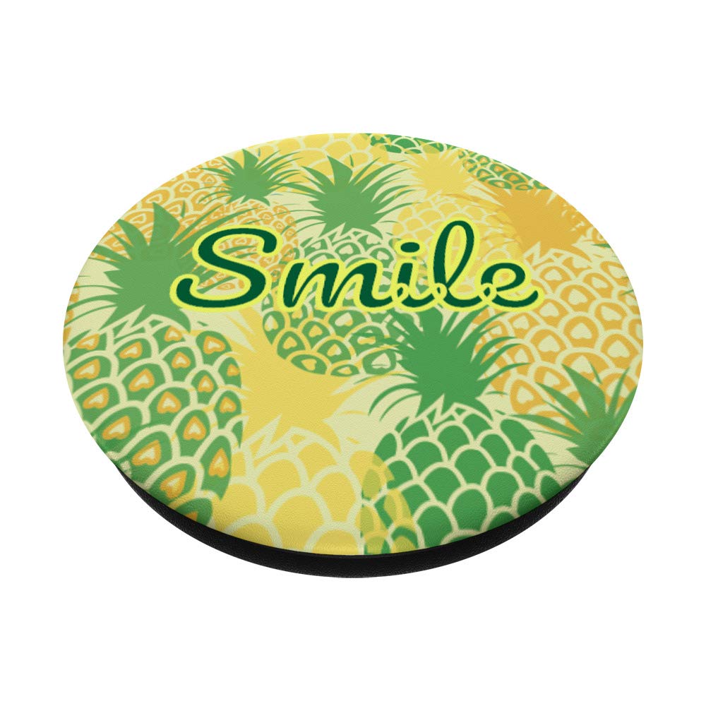 Vibrant Yellow & Green Pineapple Pattern Smile Tropical PopSockets Swappable PopGrip - Perfect for Phones, Tablets & Laptops - Fun Summer Accessory for Beach Vacations & Pool Parties
