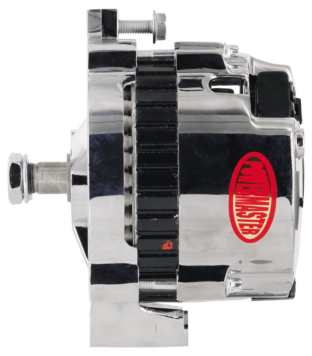 CS130 155A Chrome Alternator with Side BAT Post, No Fan & Pulley, 1-Wire or OE Hookup - Compatible with GM, Chevy, Ford, Dodge - Perfect for Automotive Repair & Performance Upgrades