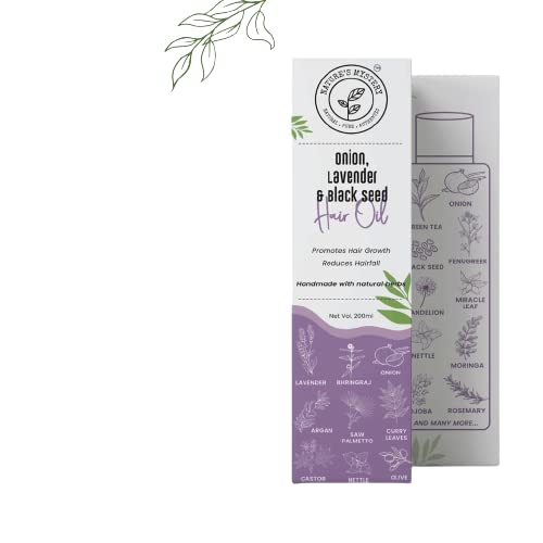 Nature's Mystery Onion, Lavender & Black Seed Hair Oil with Neem Comb - 200ml | Promotes Hair Growth & Scalp Health | Perfect for Daily Hair Care & Styling