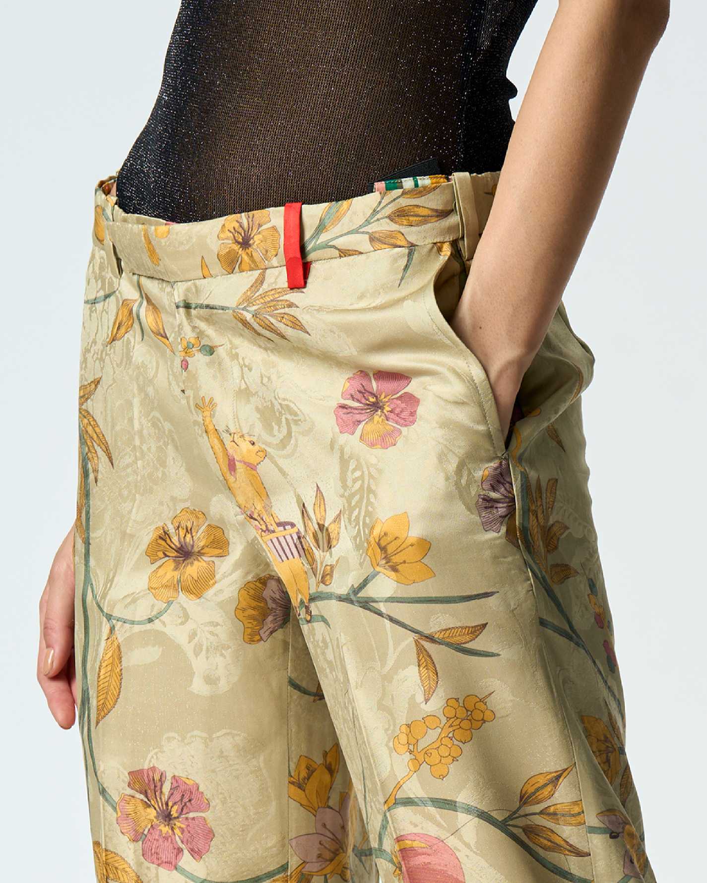 Premium Straight Fit Silk Damask Trousers in Mint Green - Elegant Office Wear & Formal Occasions