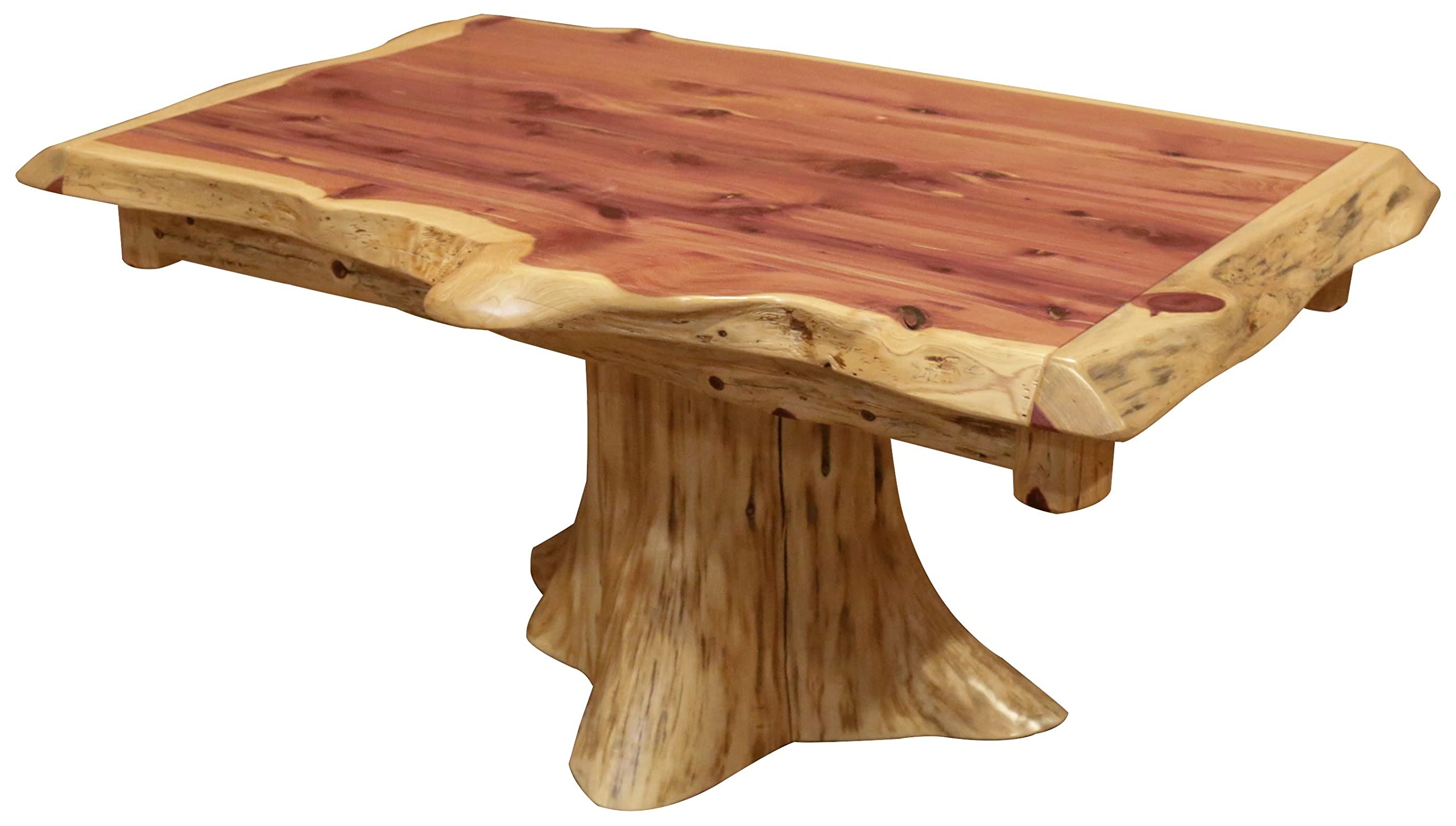 Rustic Red Cedar Log Stump Coffee Table - Handcrafted Solid Wood Furniture for Living Room, Cabin & Outdoor Decor | Barn USA
