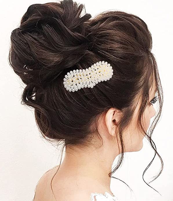Elegant Pearl Hair Clips for Women - Korean Style Metal Hair Clamps with Multi-Design, Stylish Hair Accessories for Girls & Women (Set of 4, Pearl Hairpins) - Perfect for Parties, Weddings & Everyday Styling