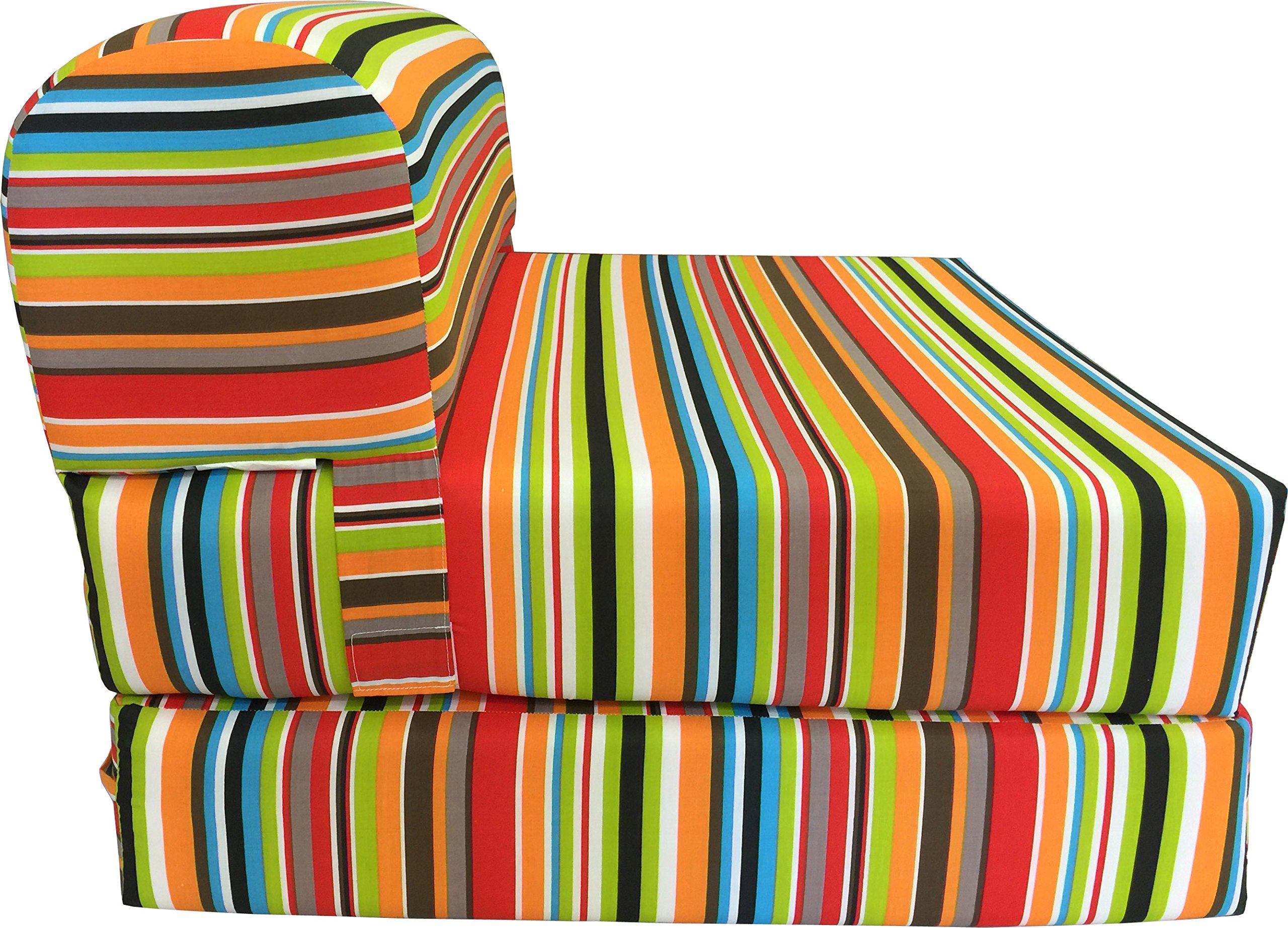 D&D Multi-Color Striped Futon Sleeper Chair - Foldable Foam Bed (70