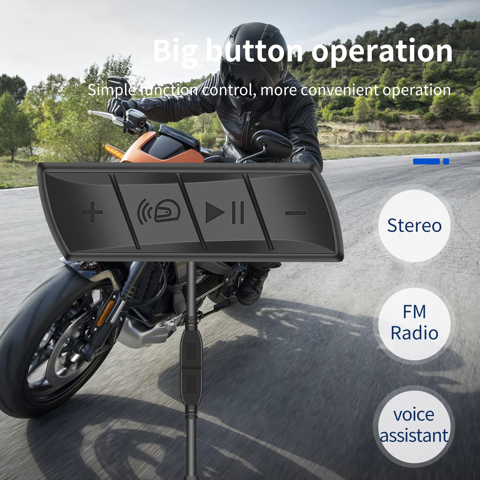 VR-robot M7 Bluetooth Motorcycle Helmet Headset - Waterproof, Noise Cancelling, 18H Playtime & 360H Standby - Hands-Free Calling, FM Radio, Siri Compatible - Perfect for Commuting, Road Trips & Motorcycle Adventures