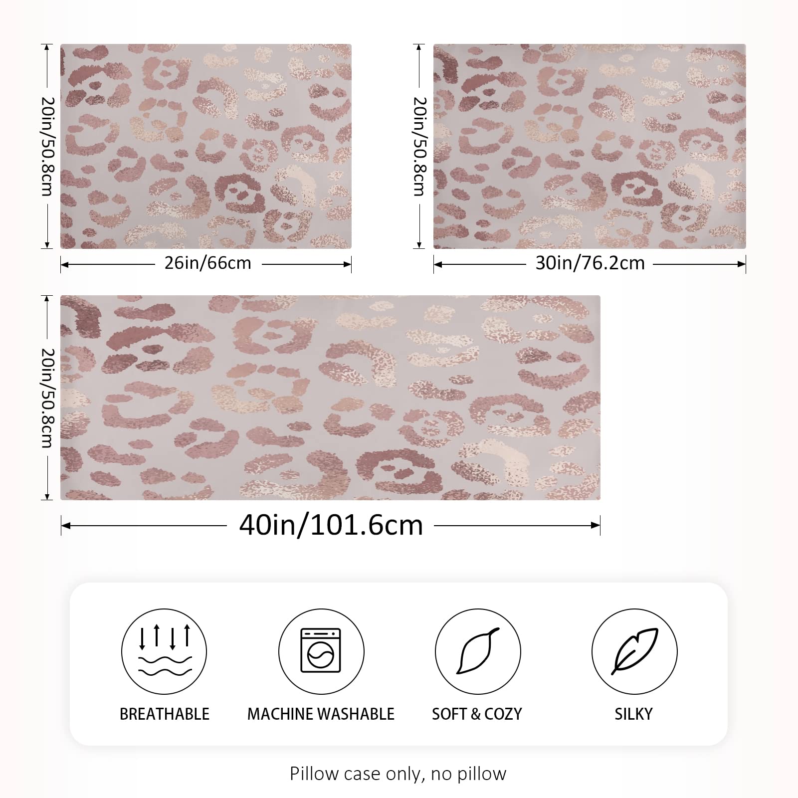 ALAZA Satin Pillowcase for Hair and Skin - Rose Gold Leopard Print Soft Pillow Cover 26x20 Inches | Standard Size Silk Pillow Case for Women & Men | Perfect for Bedroom, Travel & Gift Giving