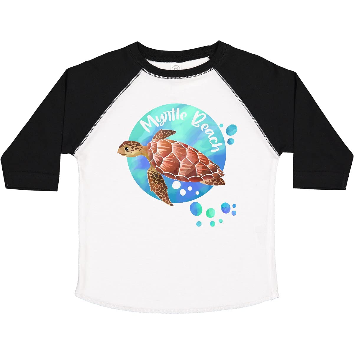 Inktastic Myrtle Beach Sea Turtle and Bubbles Toddler T-Shirt - Cute Graphic Tee for Boys & Girls - Soft Cotton Baby Shirt for Beach Vacation, Summer Outfits & Casual Wear