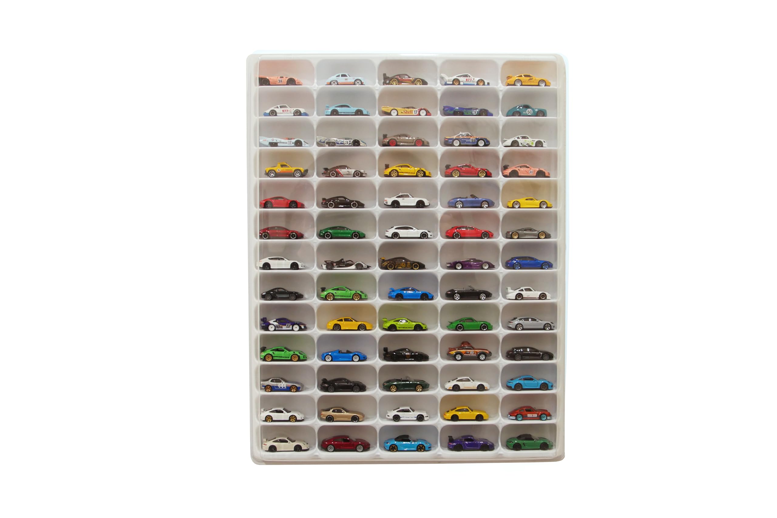 Wall Mounted 1/64 Scale Car Display Case - Holds 65 Hot Wheels & Diecast Models (20