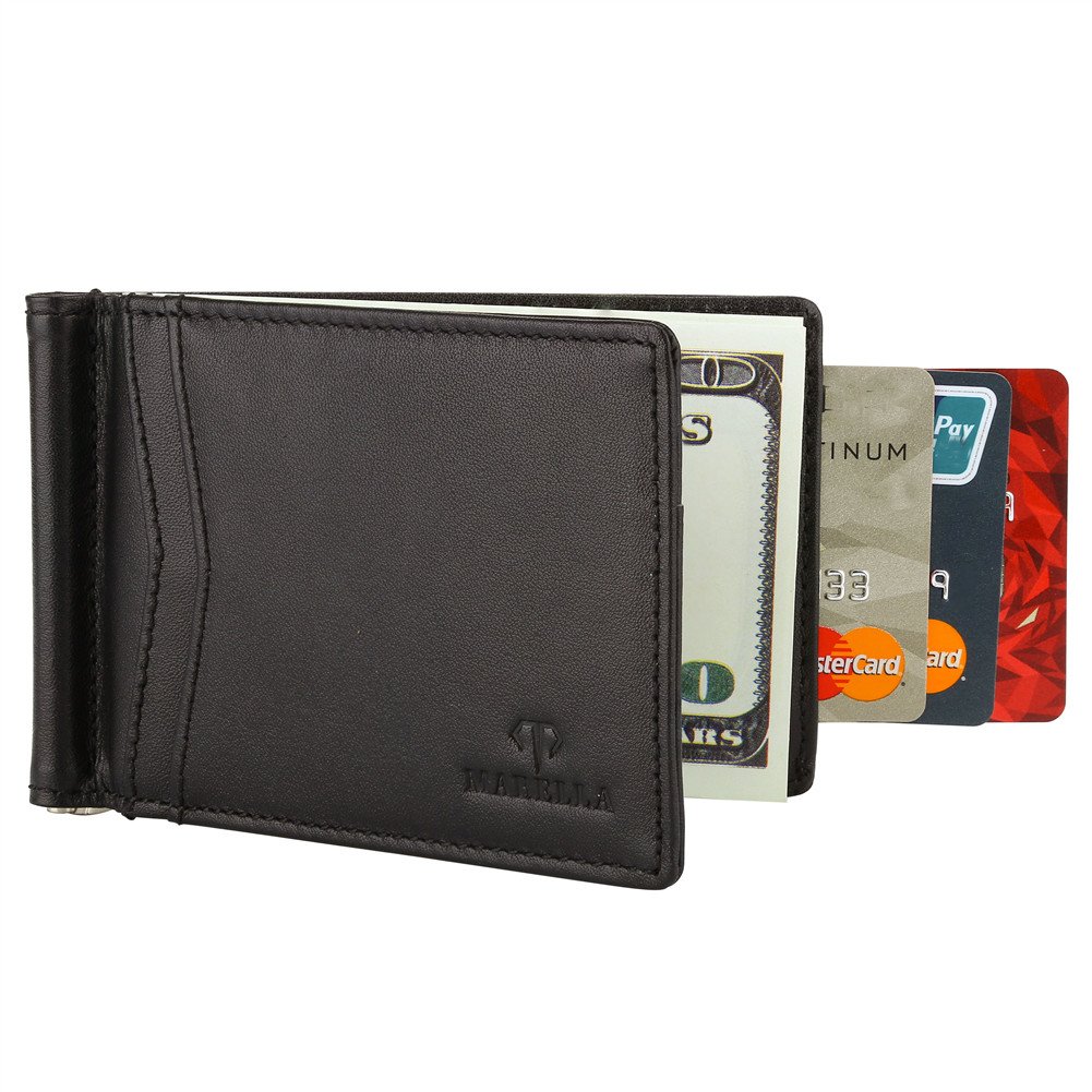 MABELLA RFID Blocking Slim Minimalist Thin Bifold Wallet for Men - Front Pocket Money Clip Wallet with Secure Card Slots | Perfect for Travel, Business & Everyday Use