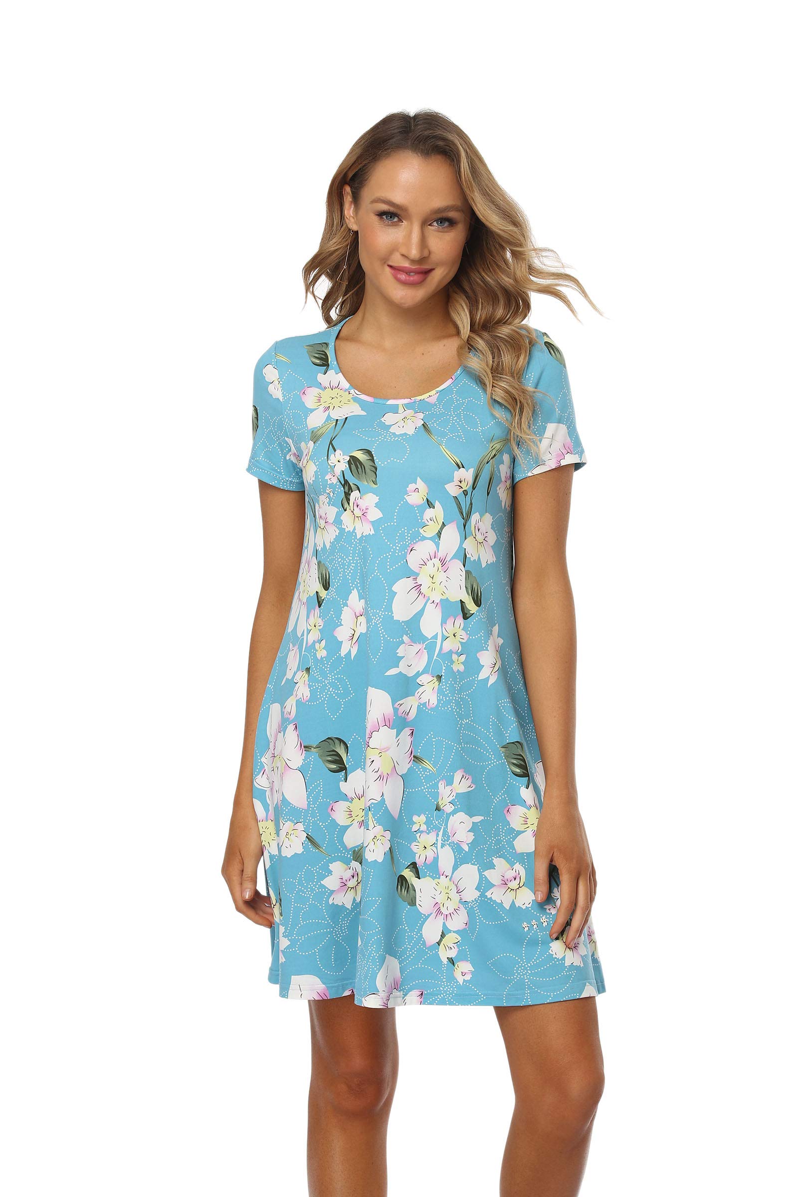 Qurvoo Women's Floral Summer Casual Dress - Sleeveless & Short Sleeve Options with Pockets | Perfect for Beach, Vacation, and Everyday Wear