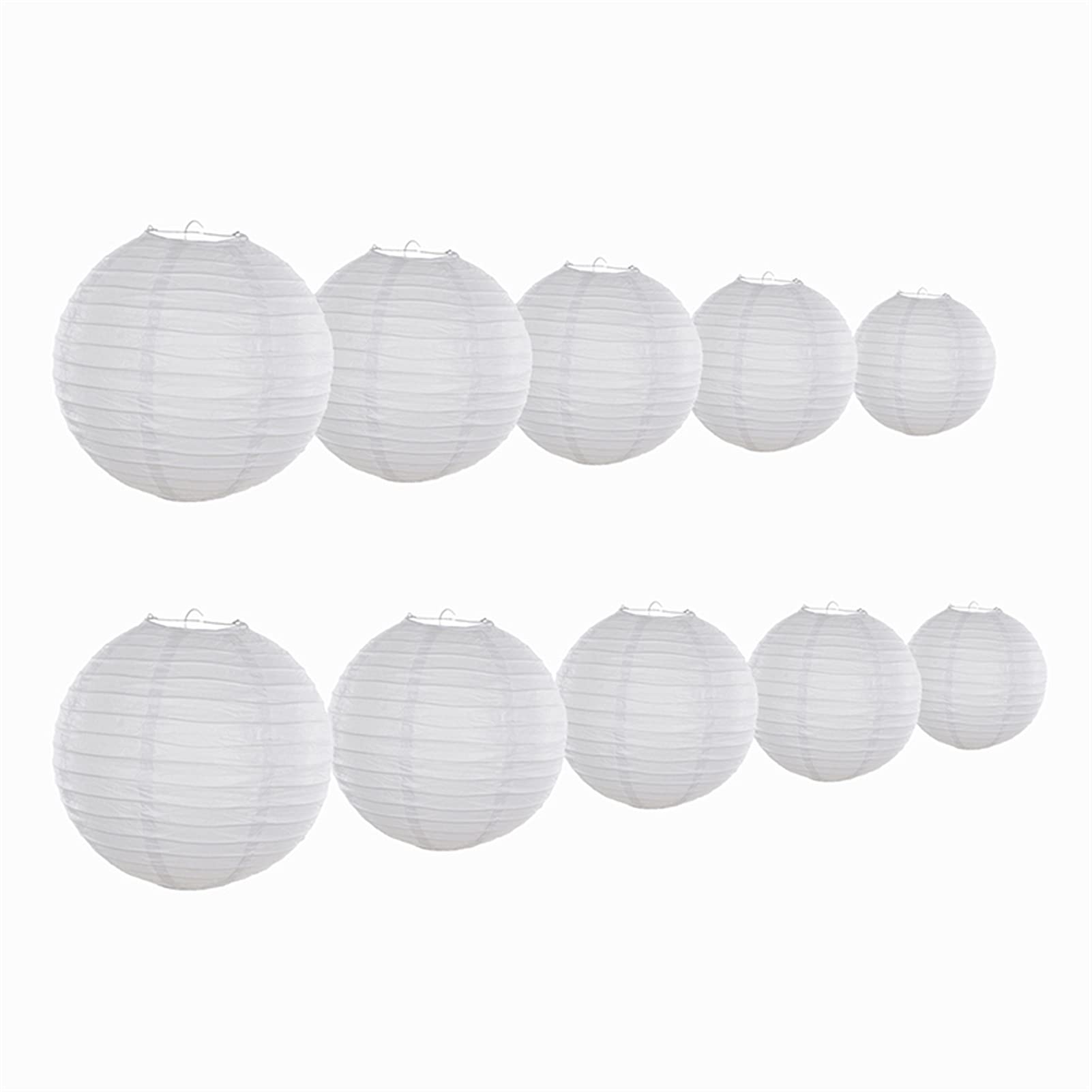 10 Pack White Chinese Paper Lanterns - Mix Sizes Hanging Wedding Decorations for Parties, Home Decor & Outdoor Events