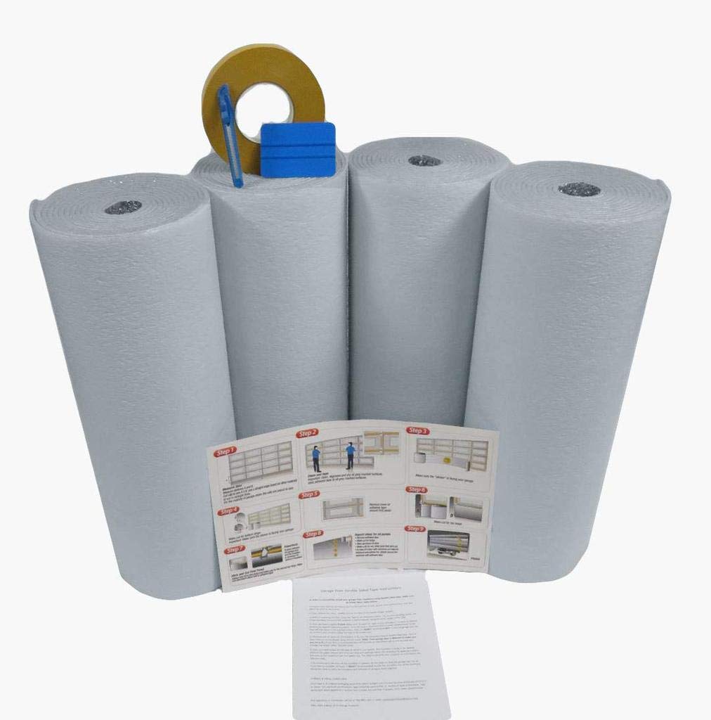 US Energy Reflective Garage Door Insulation Kit - 18' Wide x 8' High White Reflective Foam Panels - Improve Energy Efficiency & Temperature Control for Home Garages