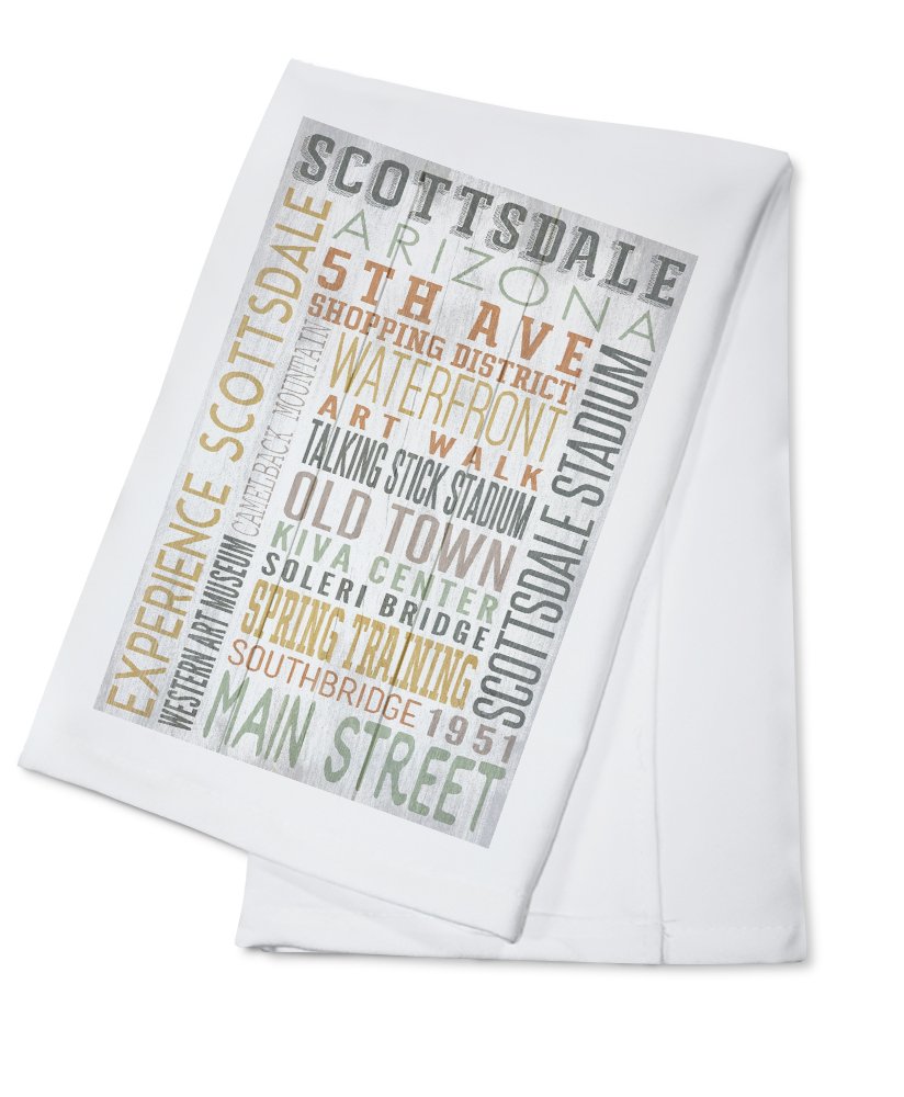 Scottsdale Arizona Rustic Typography Cotton Tea Towel - 100% Cotton Decorative Hand Towel for Kitchen & Home - Perfect for Farmhouse Decor, Dish Drying & Gift Giving