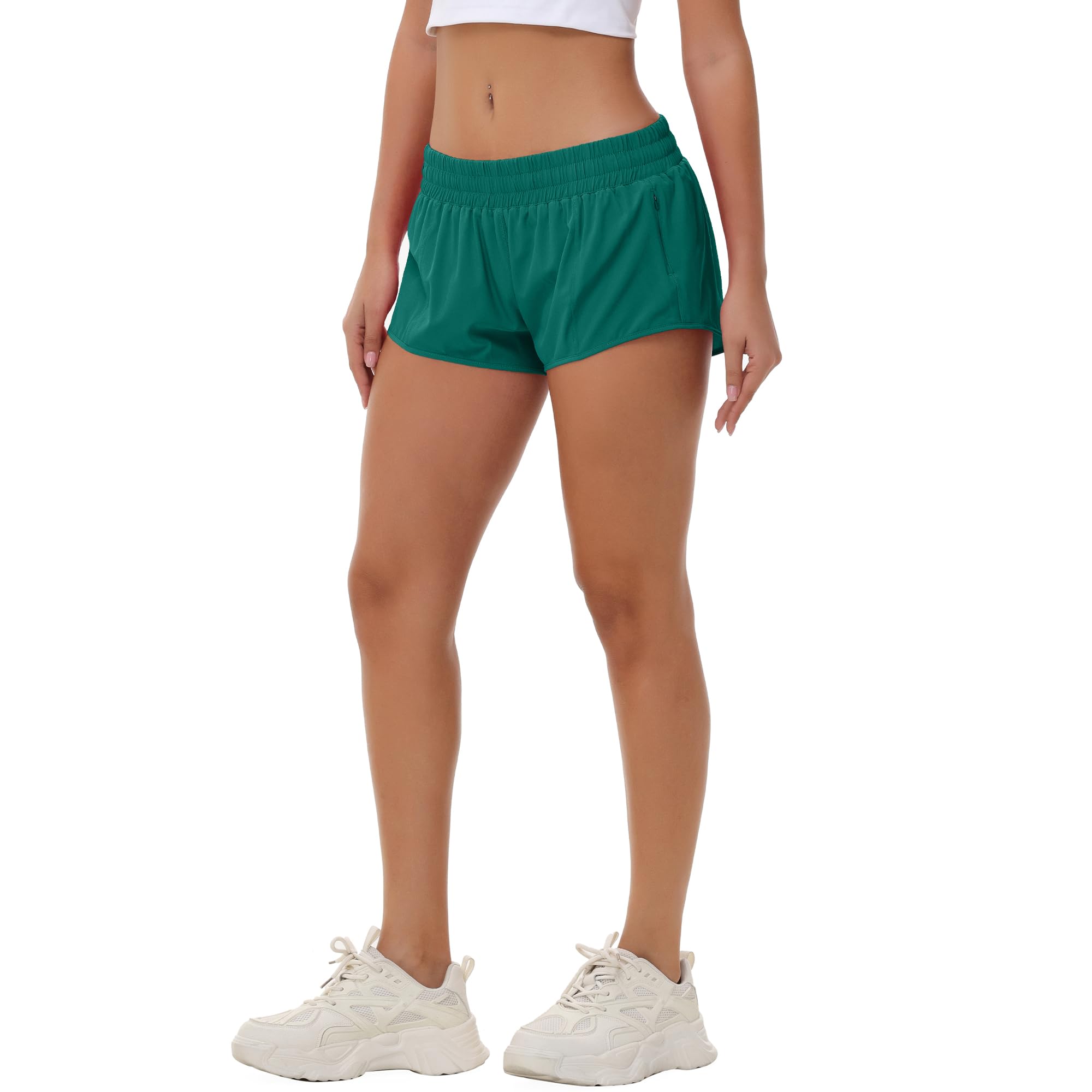 Aurefin Women's Lightweight Athletic Shorts - Quick Dry Running Shorts with Zip Pocket & Liner for Gym, Workout, Yoga & Outdoor Activities