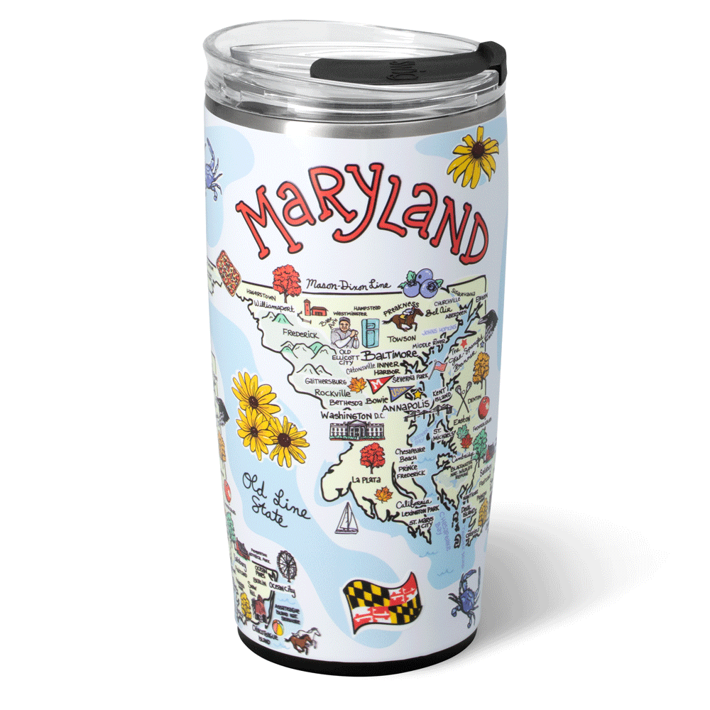 22oz Maryland Insulated Tumbler - Double Wall Vacuum Stainless Steel Travel Mug for Hot & Cold Drinks - Perfect for Coffee, Tea, Water - Great for Office, Gym, Camping & Outdoor Activities