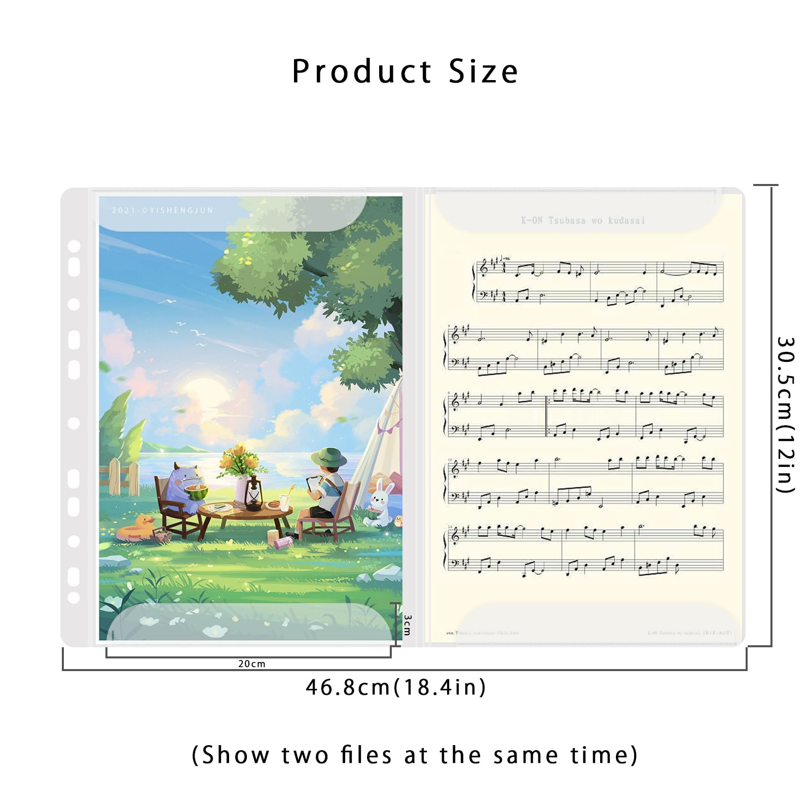 12-Piece Clear Binder Pockets for Sheet Music & Documents - A4 Size, 4-Page Display, 48-Page Capacity - Compatible with 2/3/4-Ring Binders | Perfect for Organizing Piano Music, School Work & Office Files