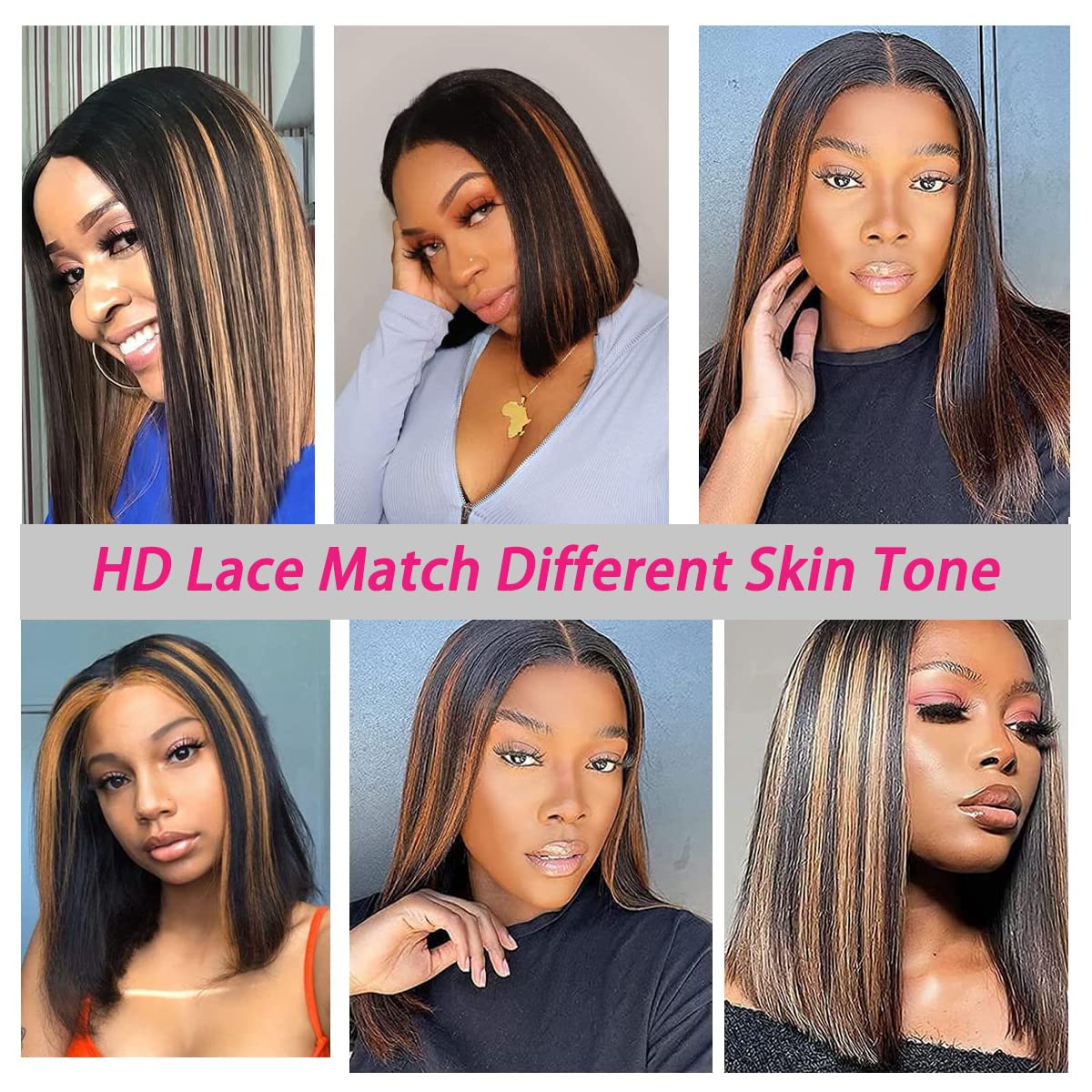 Honey Blonde Ombre Lace Front Bob Wig - 12inch Human Hair Straight Wig with 4x4 Lace Closure, 150% Density & Pre-Plucked Hairline | Natural Balayage Highlights for Women | Perfect for Cosplay, Parties & Daily Wear