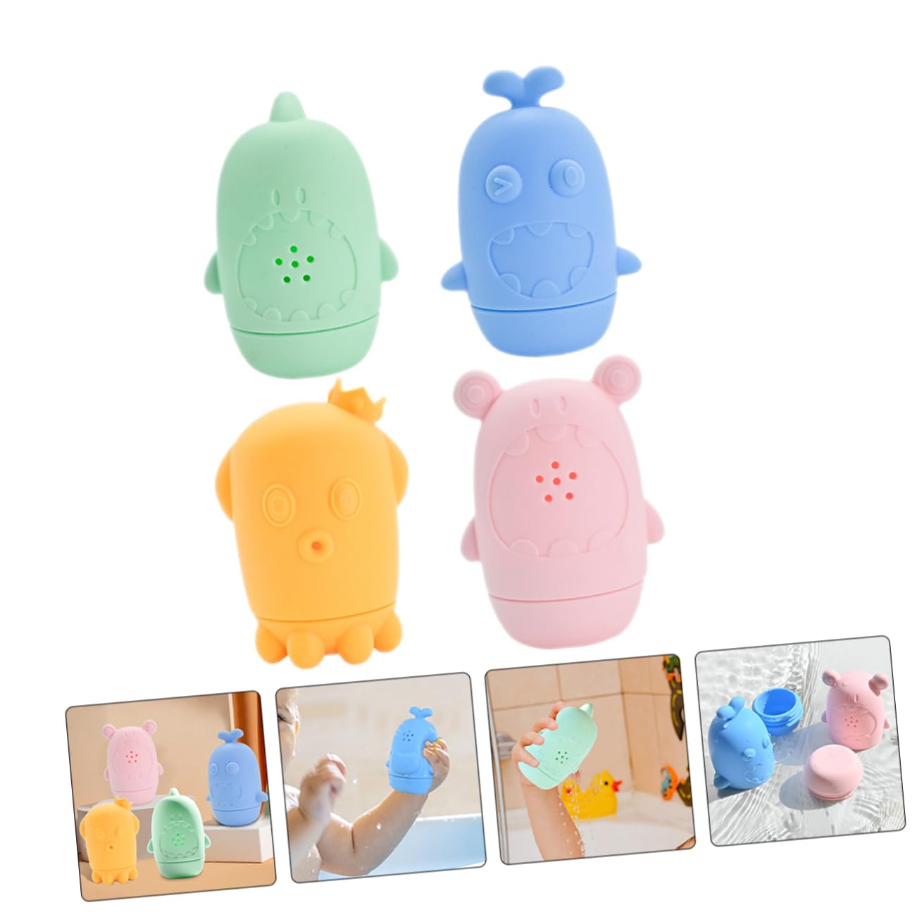 4pcs Cute Animal Bath Toys for Toddlers - Fun Bathtub Toys Set for Kids, Baby Bath Time Play & Learning, Waterproof Floating Toys for Bathtub, Pool, Beach & Outdoor Water Play