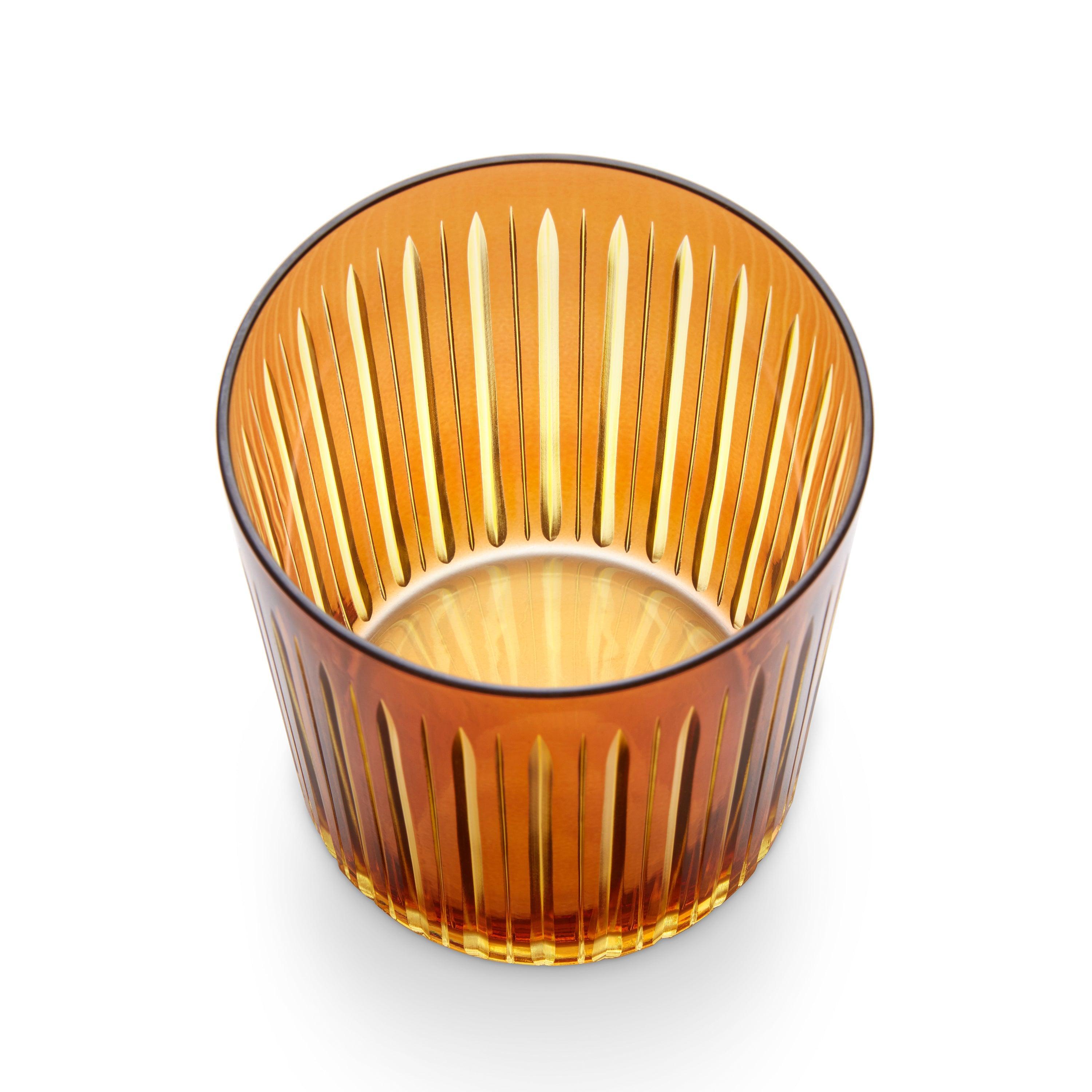 Premium Prism Double Old Fashioned Whiskey Glasses - Set of 4 Amber Colored Cocktail Glasses for Bourbon, Scotch & Whiskey - Perfect for Home Bars, Parties & Gifts