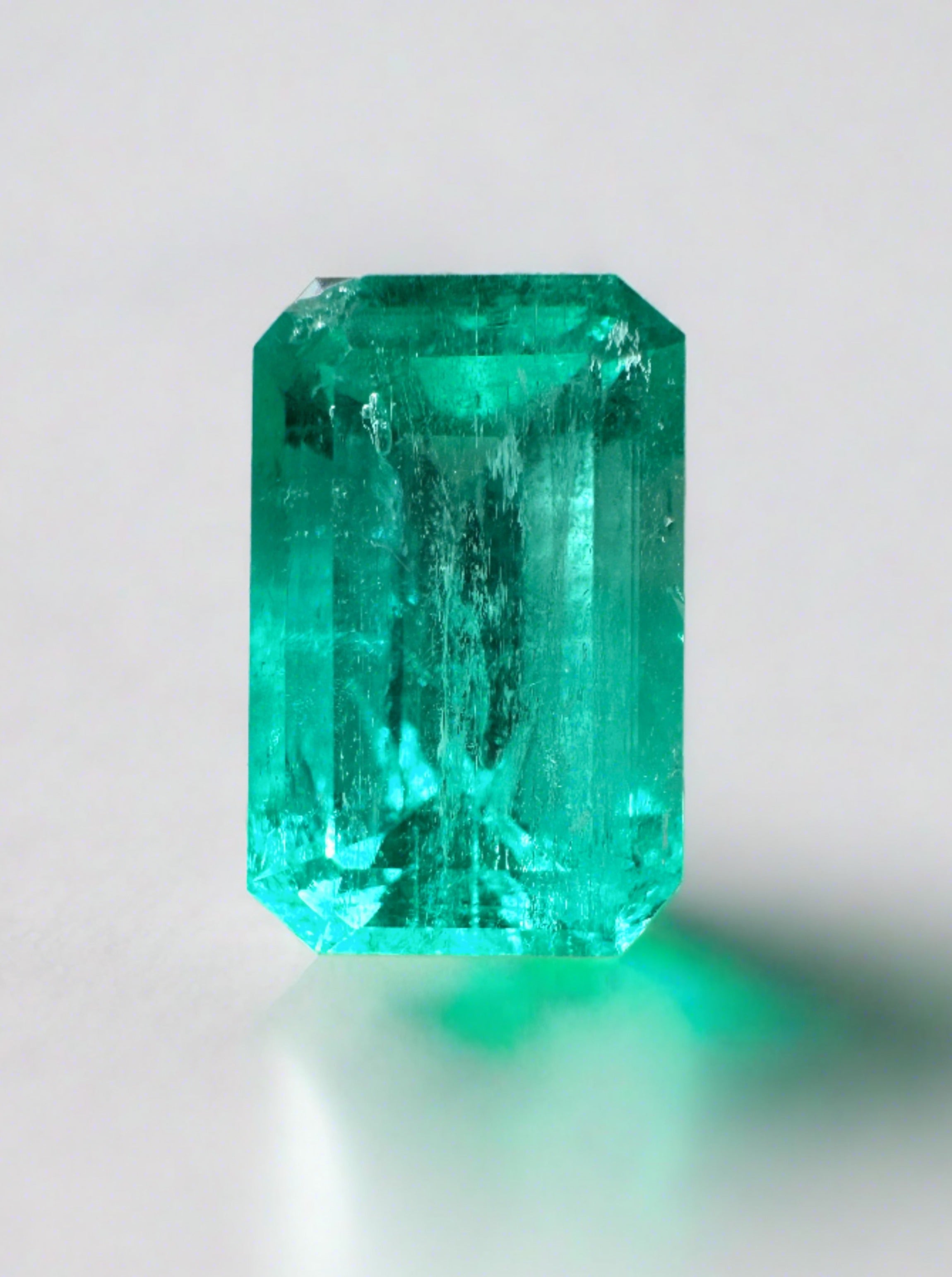 14K Gold Custom Diamond Ring with 1.96 Carat 9x6mm Bluish Green Natural Colombian Emerald - Emerald Cut | Luxury Engagement, Wedding, Anniversary Jewelry Gift for Women