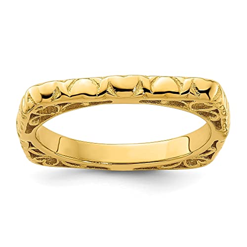 925 Sterling Silver Gold Plated Square Stackable Ring for Women - Dainty Minimalist Jewelry Gift for Her, Perfect for Everyday Wear, Anniversary & Birthday Presents