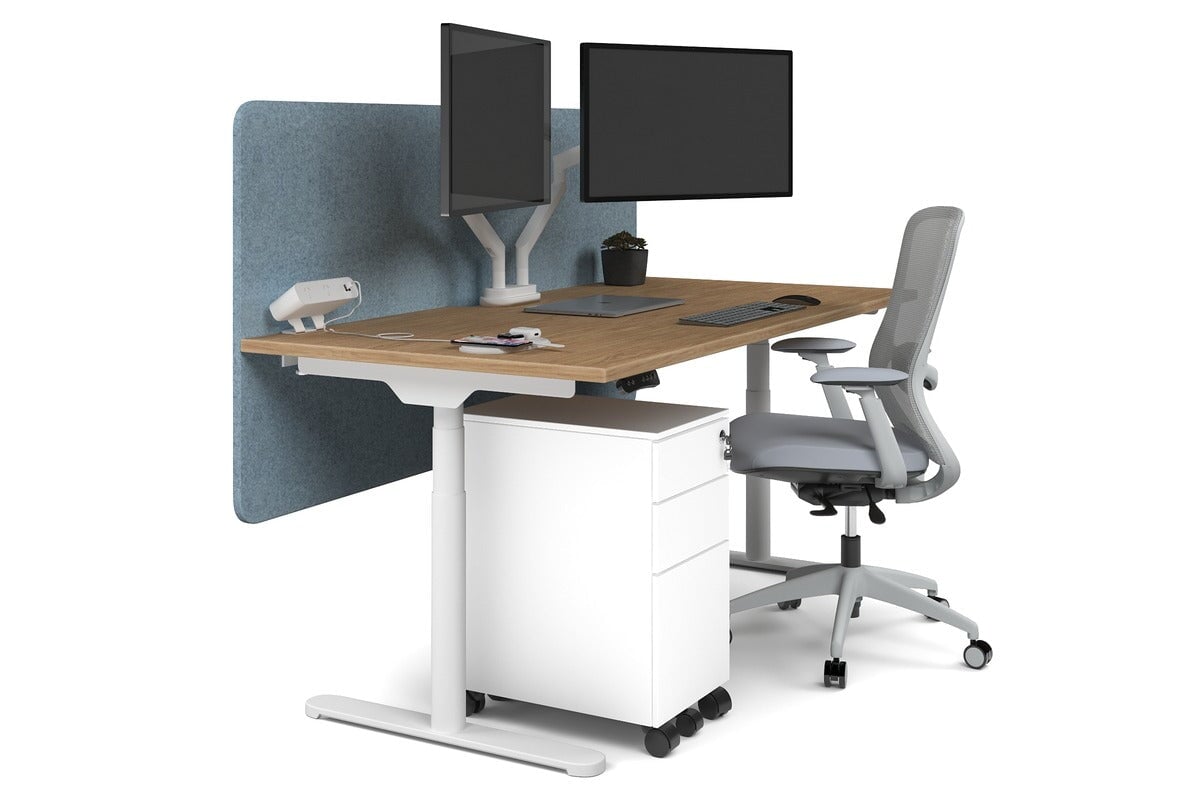 Flexi Premium Height Adjustable Single Workstation Desk - 1600L x 800W with Cable Management Scallop | Ergonomic Standing Desk for Home Office & Workspace