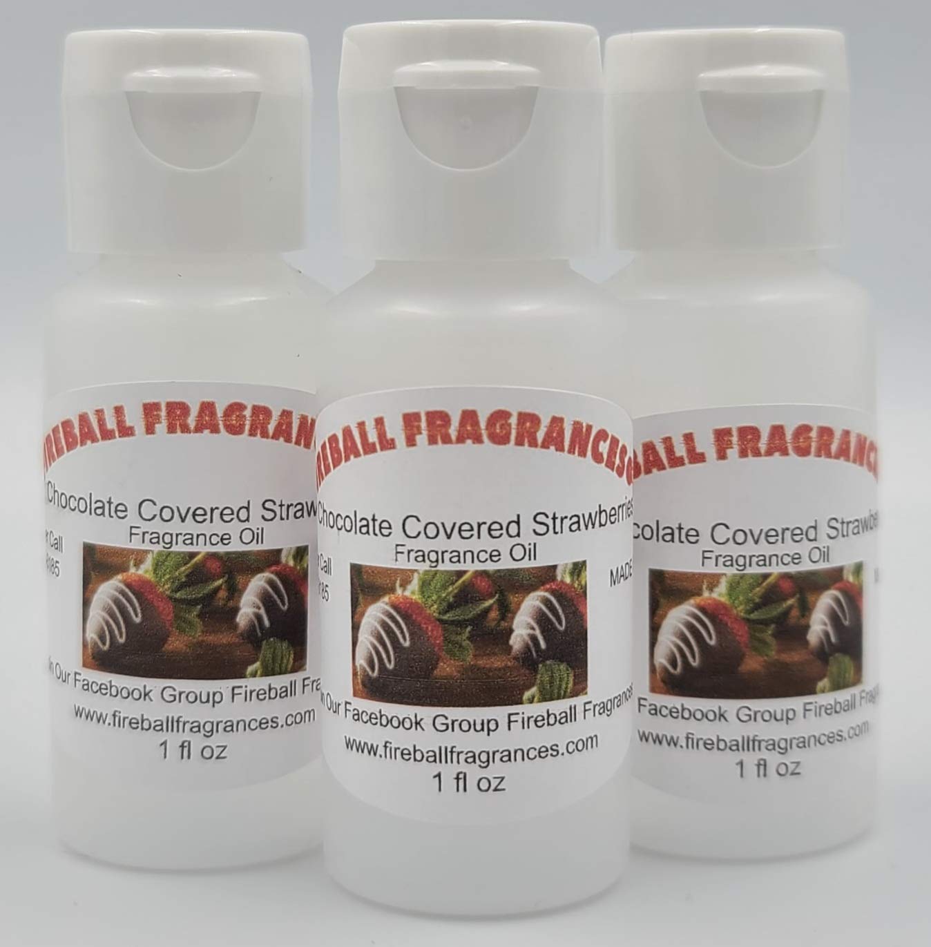 3 Pack Chocolate Covered Strawberry Scented Oil - 1oz Bottles by Fireball Fragrances | Sweet Strawberry & Rich Chocolate Aroma | Perfect for Candles, Diffusers & Home Fragrance