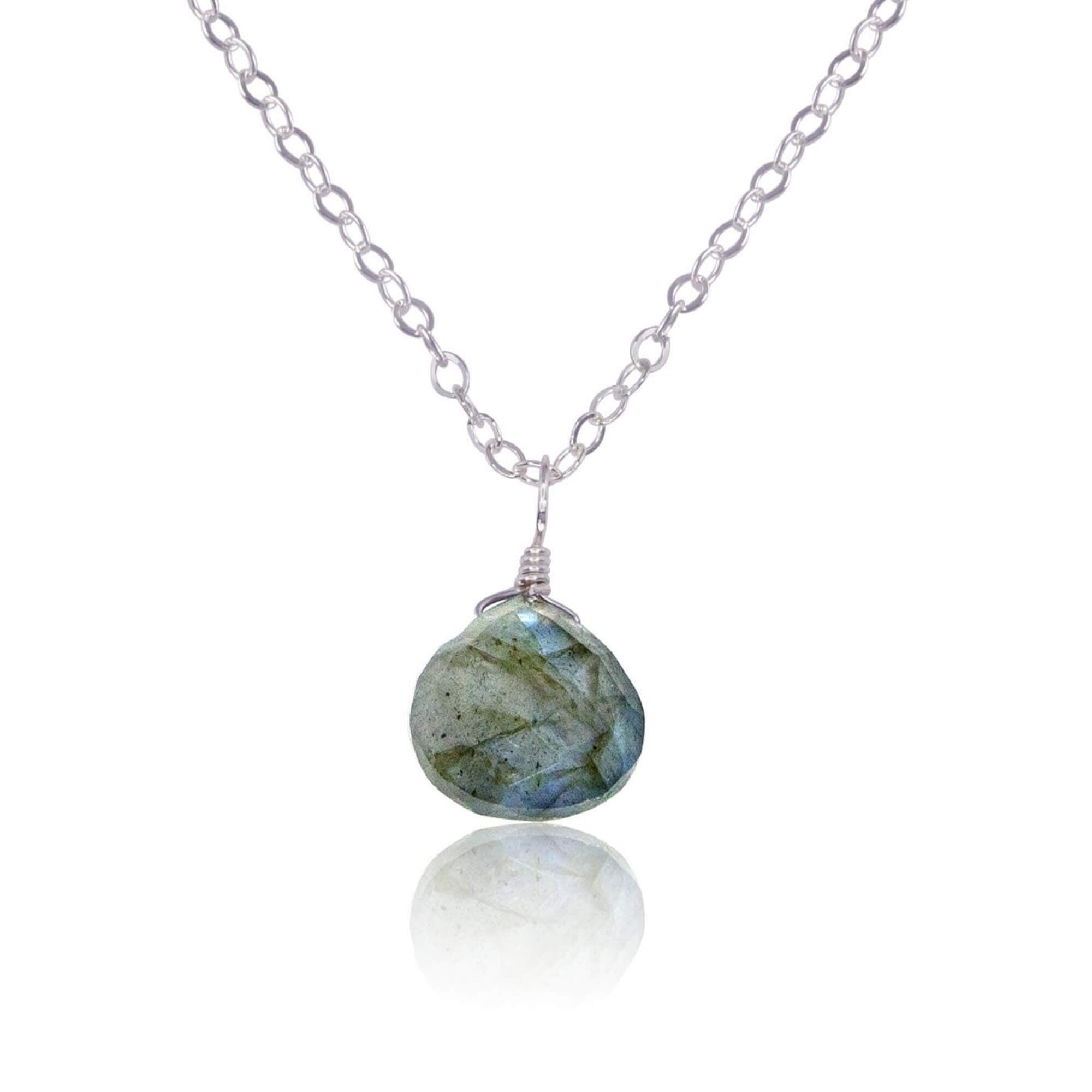 Labradorite Teardrop Crystal Pendant Necklace - Healing Stone Jewelry for Women, Spiritual Protection & Energy Balance | Perfect for Meditation, Yoga & Everyday Wear