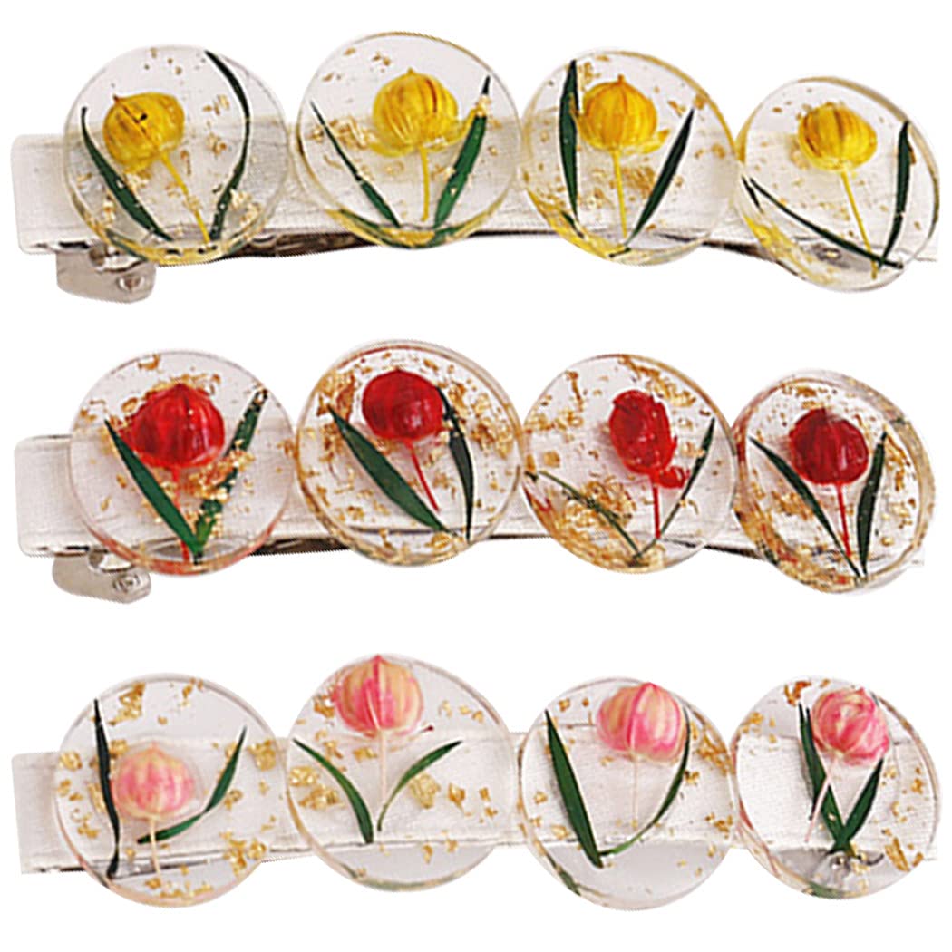 Vintage Floral Hair Clips for Women - 3 Pack French Barrette Hairpins, Non-Slip Spring Hair Accessories for Girls & Women | Perfect for Weddings, Parties & Everyday Style