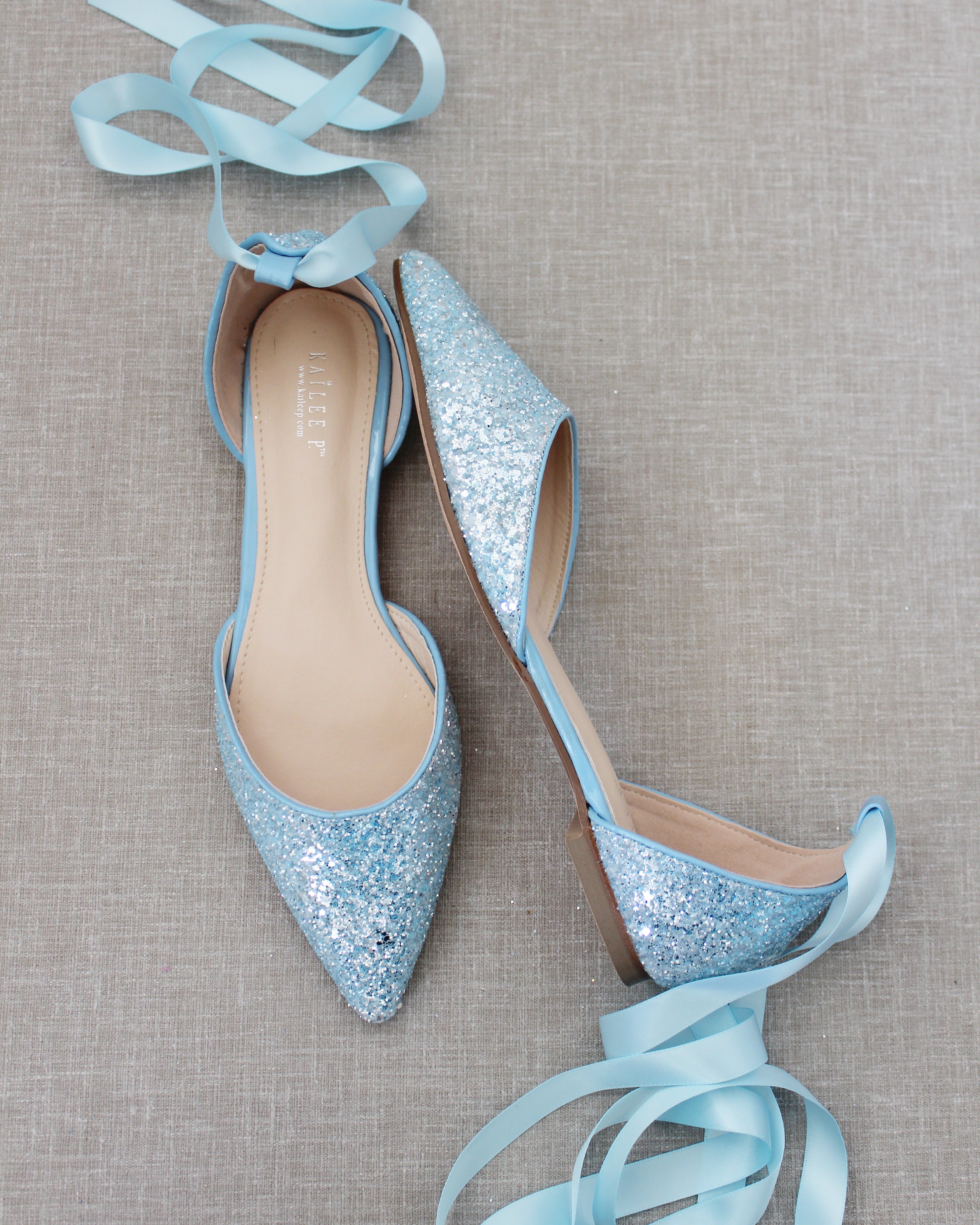 Sparkly Rock Glitter Pointy Toe Flats - Elegant Satin Ankle Tie or Ballerina Lace Up Shoes for Women | Perfect for Parties, Weddings & Evening Events