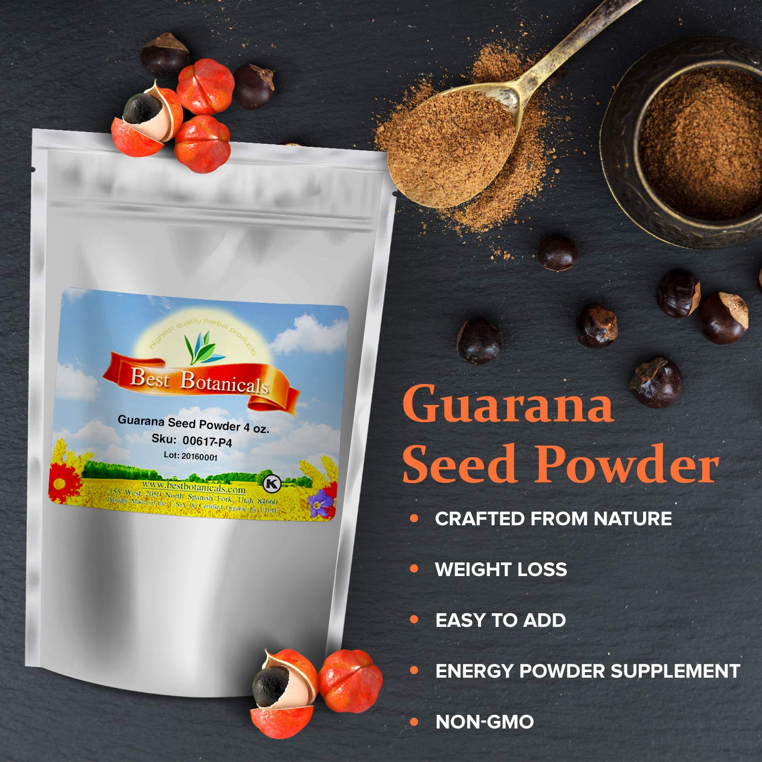 Best Guarana Seed Powder 4 oz - 100% Pure Natural Energy Booster for Smoothies, Pre-Workout & Focus Enhancement