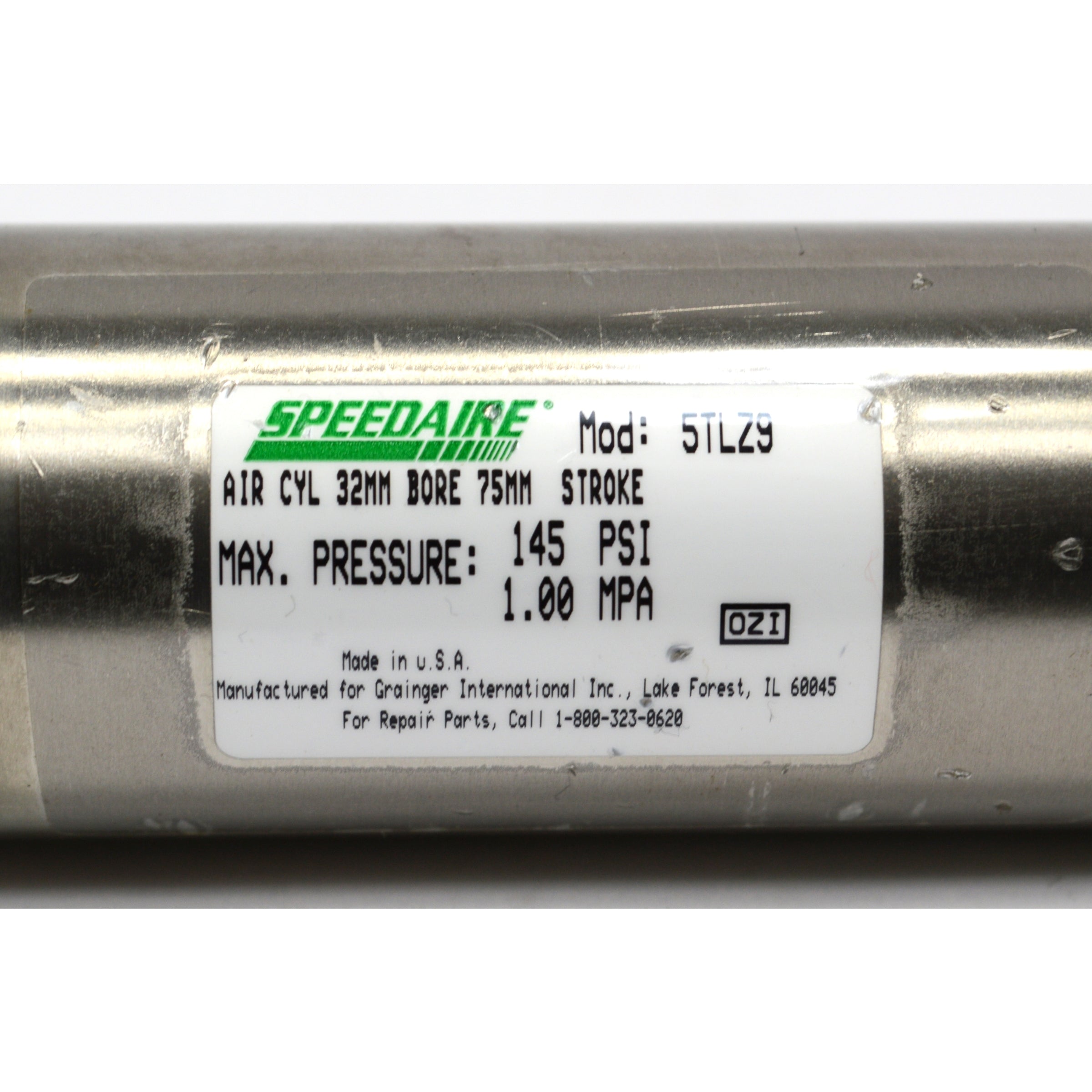 Speedaire 5TLZ9 Air Cylinder - 32mm Bore & 75mm Stroke - Heavy Duty Pneumatic Actuator for Industrial Automation & Machinery
